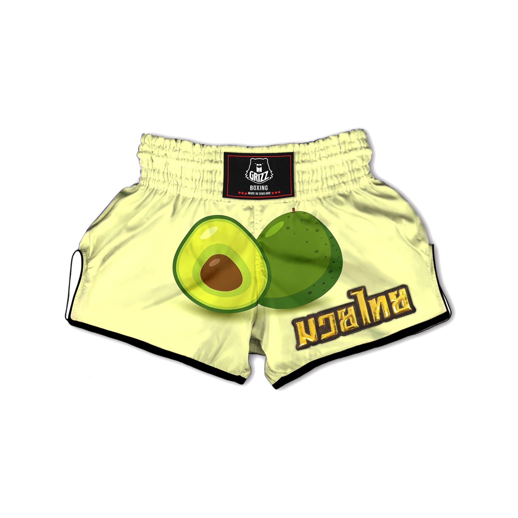 Avocado Green Print Muay Thai Boxing Shorts-grizzshop