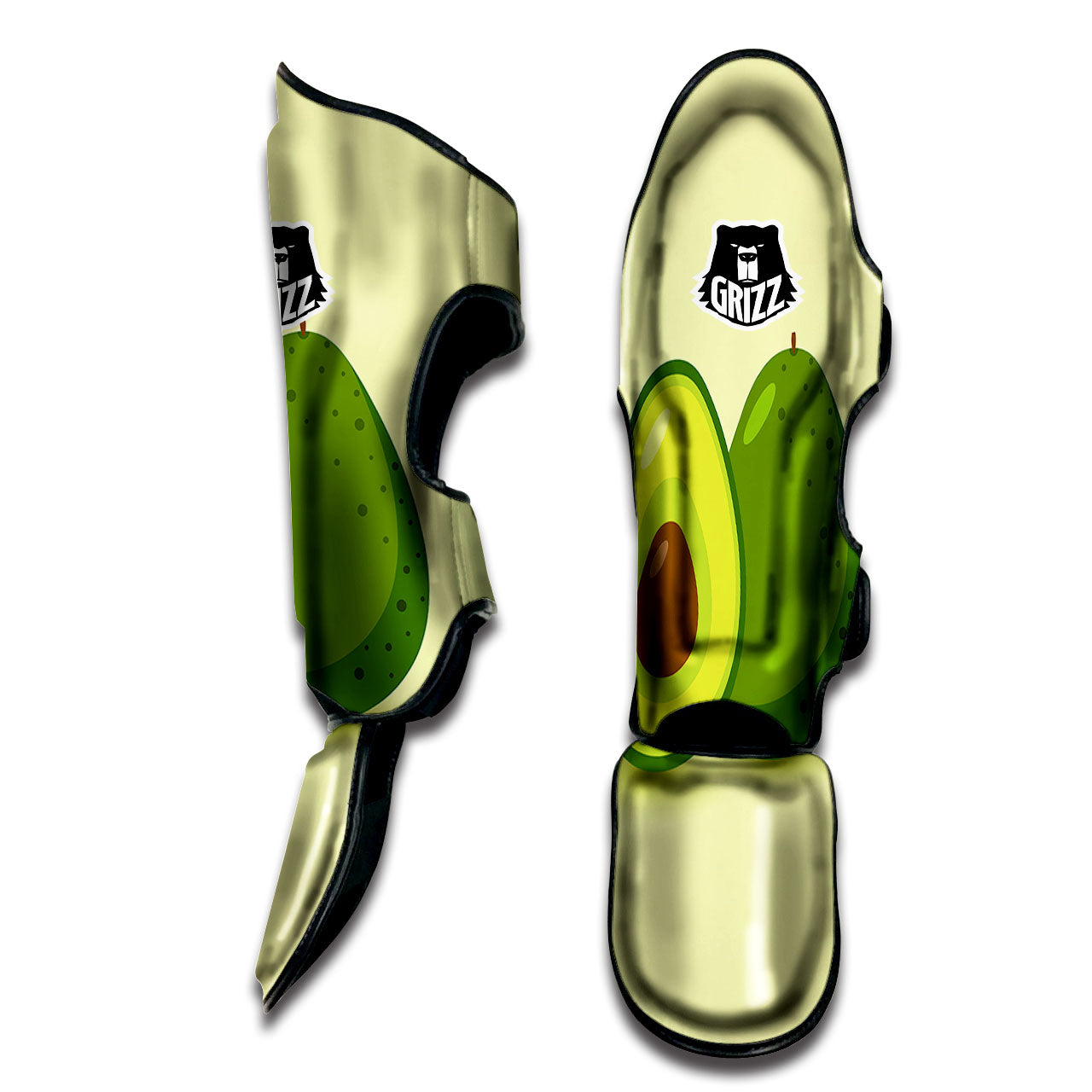 Avocado Green Print Muay Thai Shin Guards-grizzshop