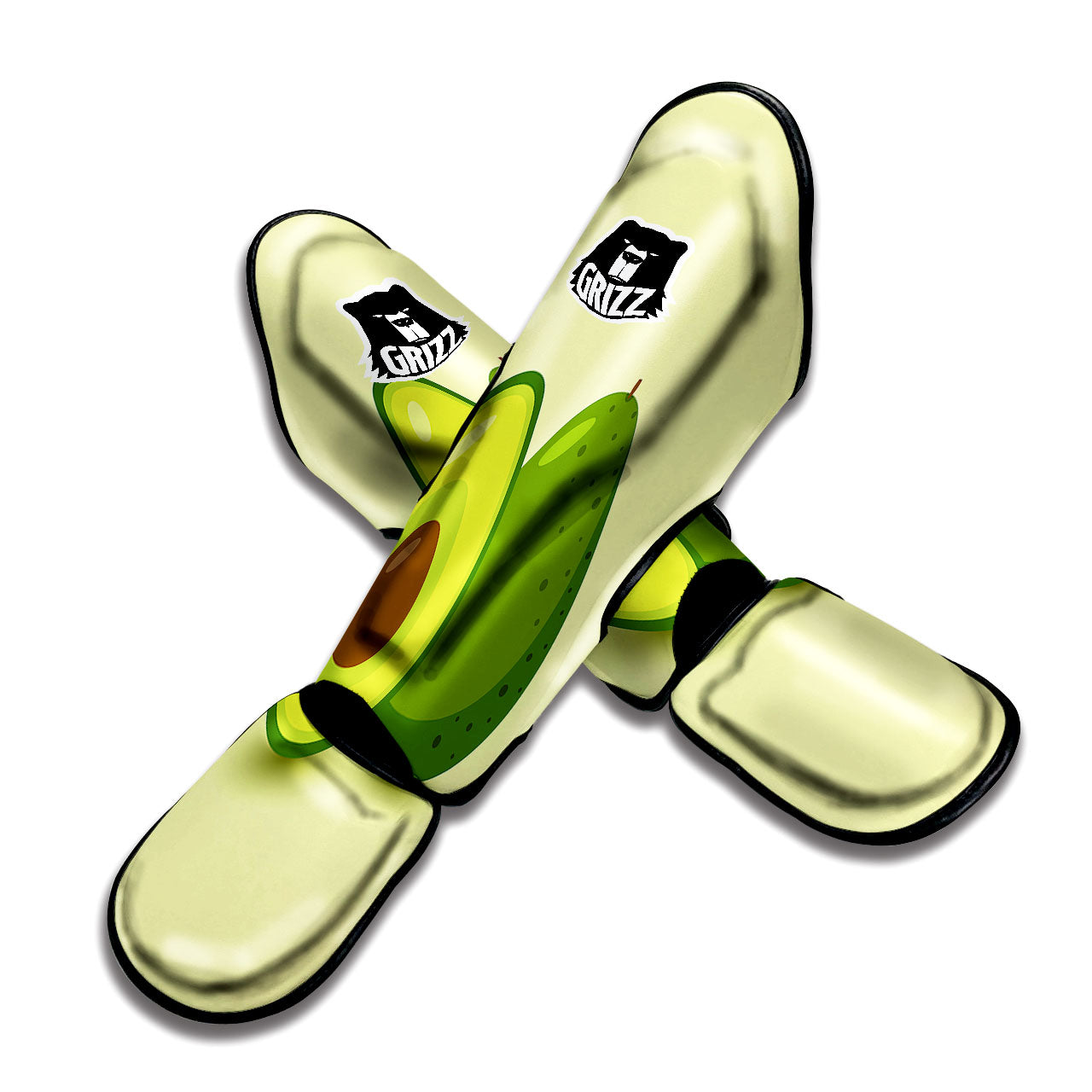 Avocado Green Print Muay Thai Shin Guards-grizzshop