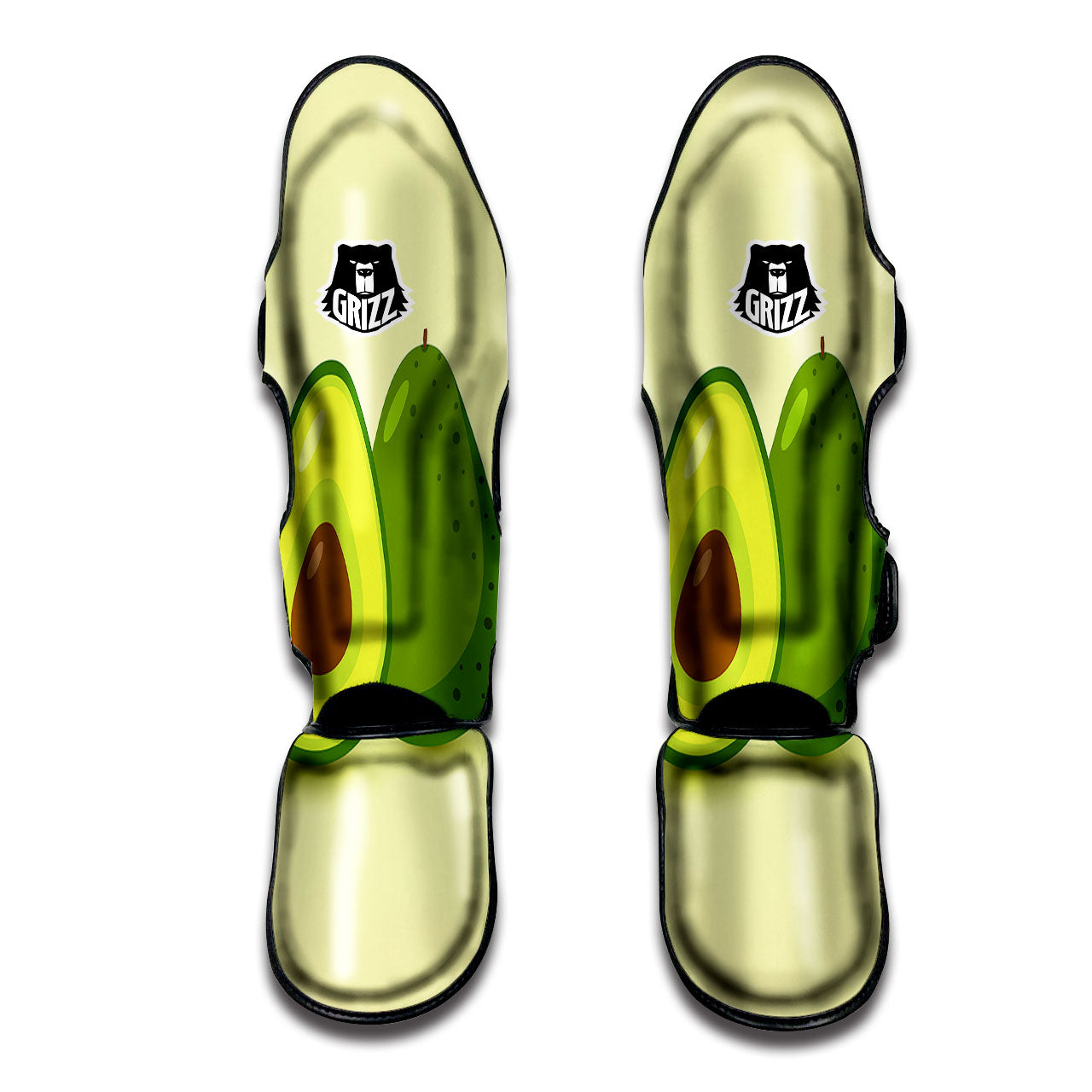 Avocado Green Print Muay Thai Shin Guards-grizzshop