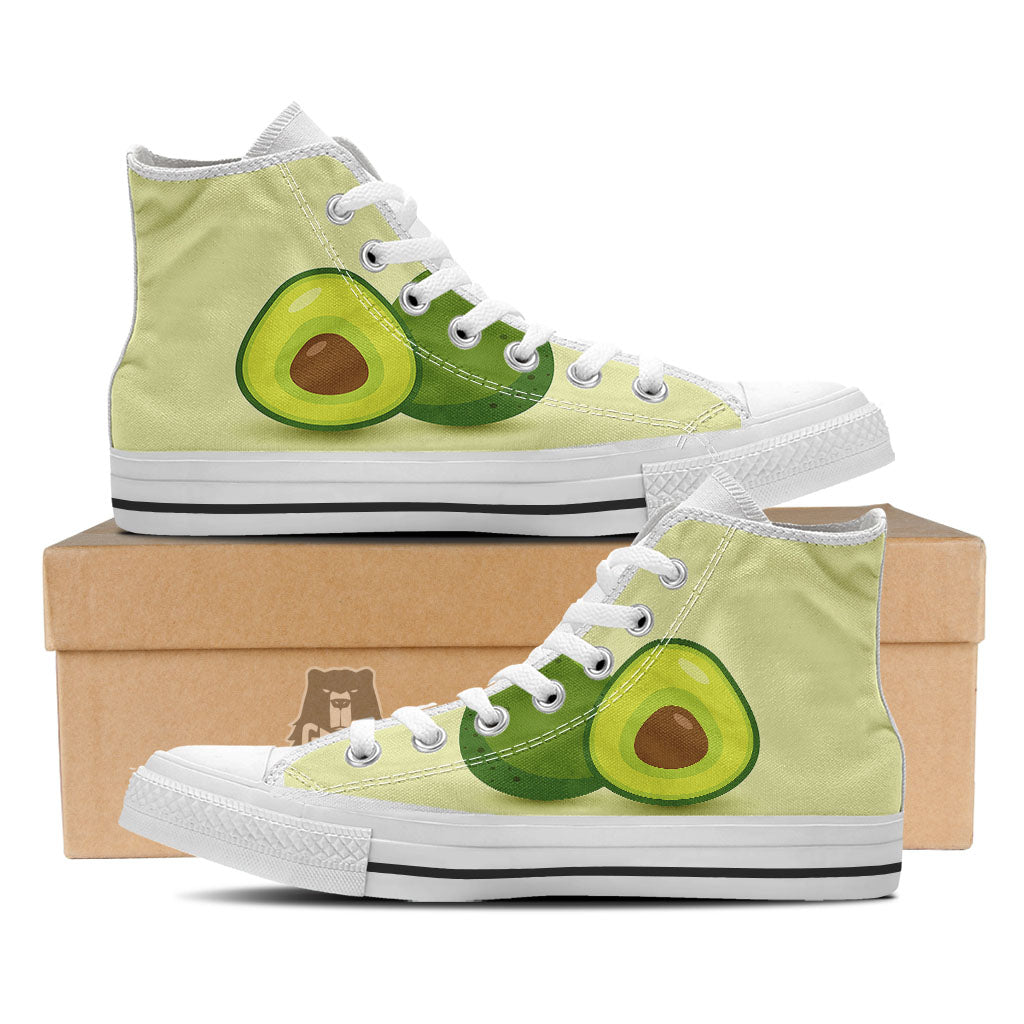 Avocado Green Print White High Top Shoes-grizzshop