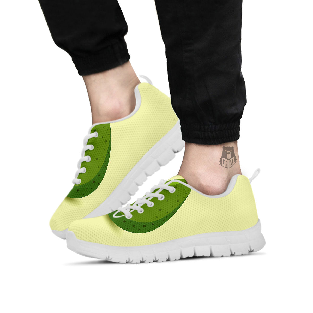 Avocado Green Print White Sneaker-grizzshop