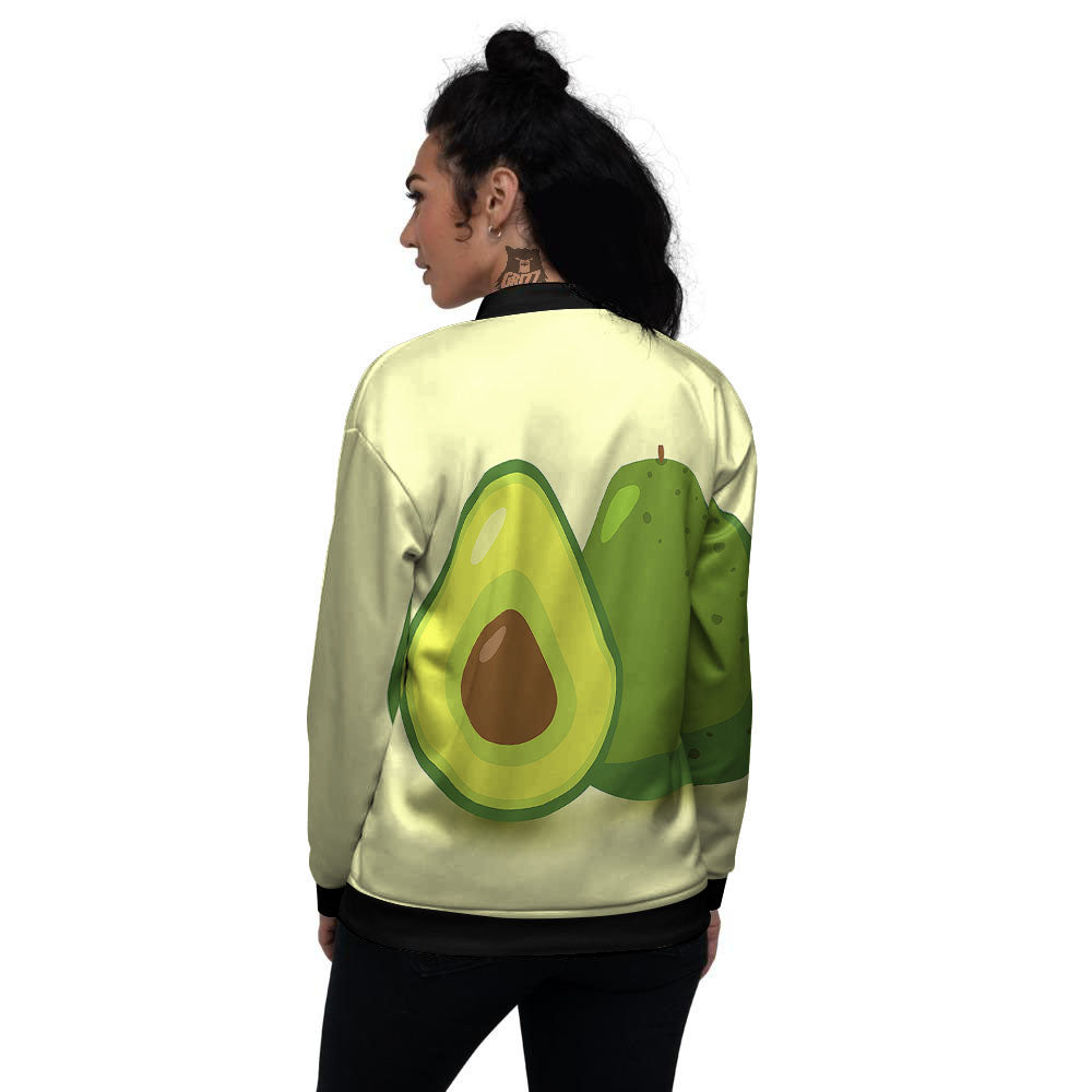 Avocado Green Print Women's Bomber Jacket-grizzshop