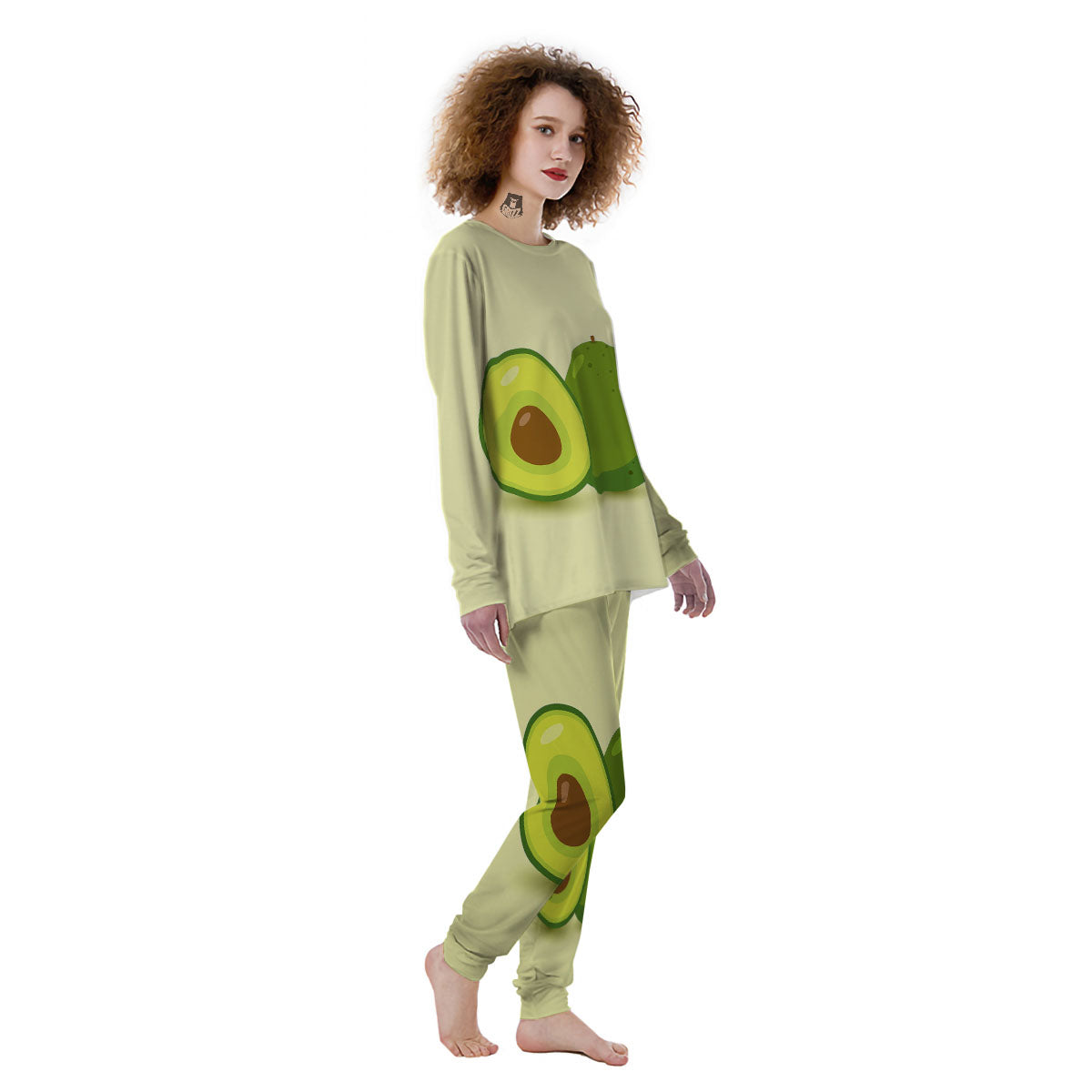 Avocado Green Print Women's Pajamas-grizzshop
