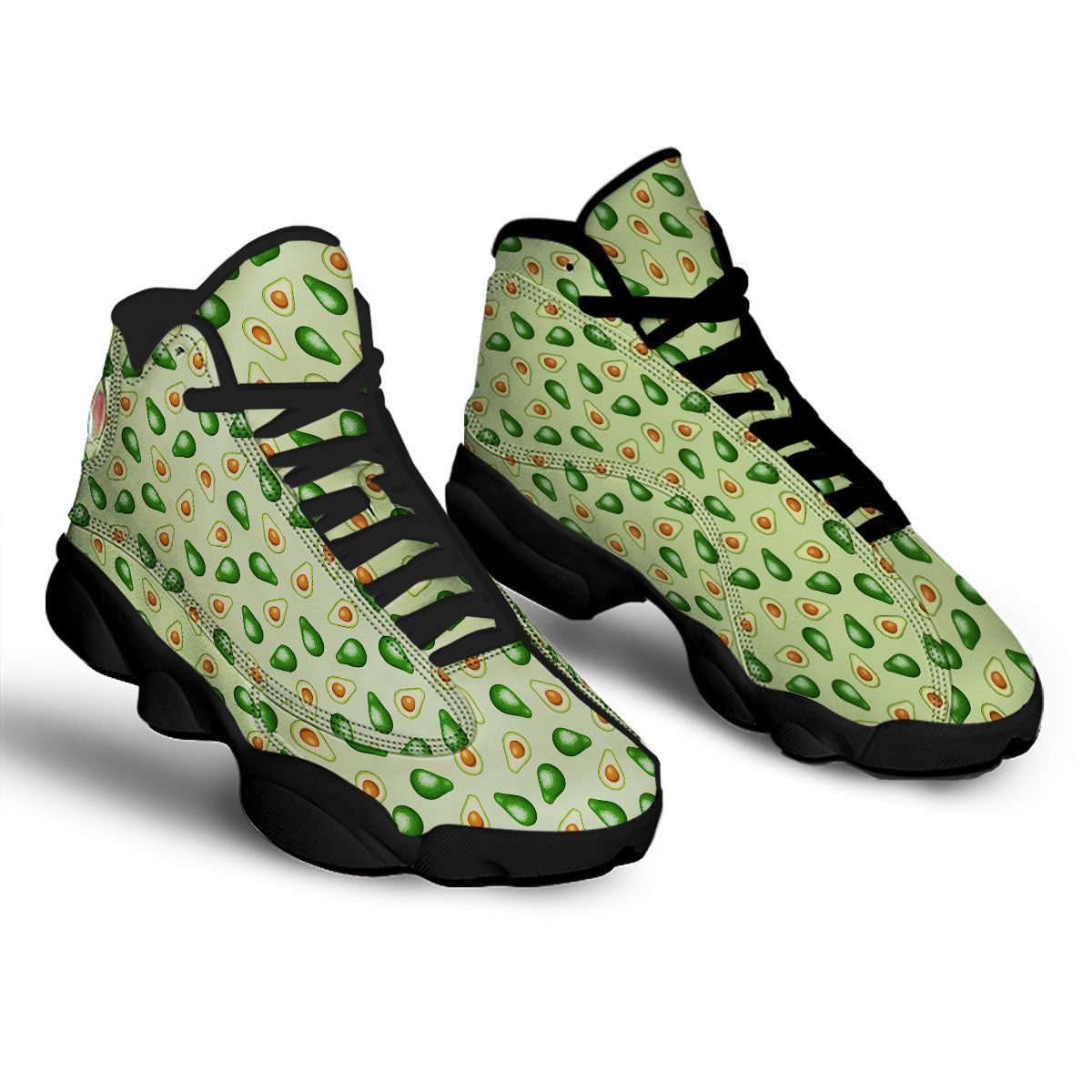 Avocado Half Cut Print Black Basketball Shoes-grizzshop