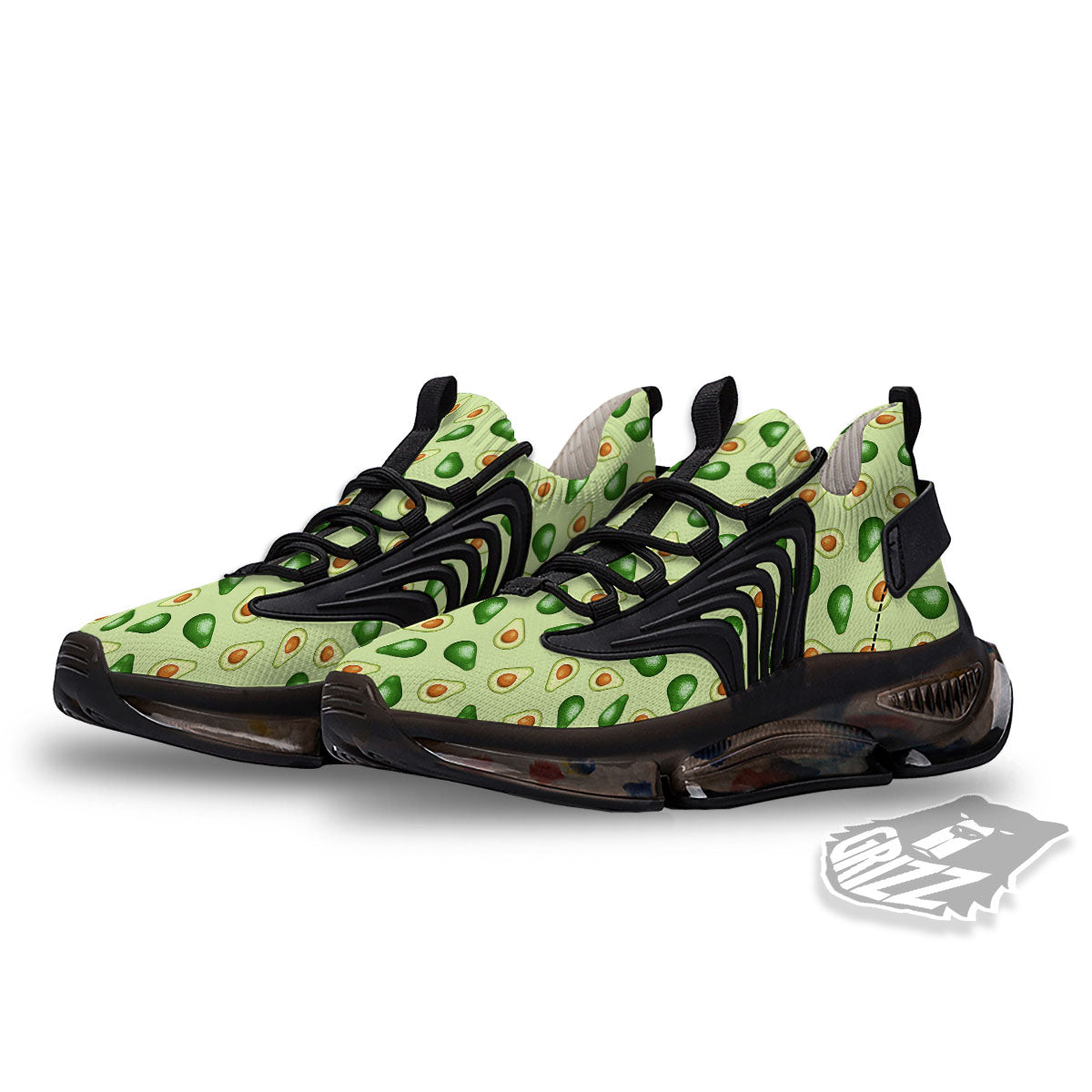 Avocado Half Cut Print Black Gym Shoes-grizzshop