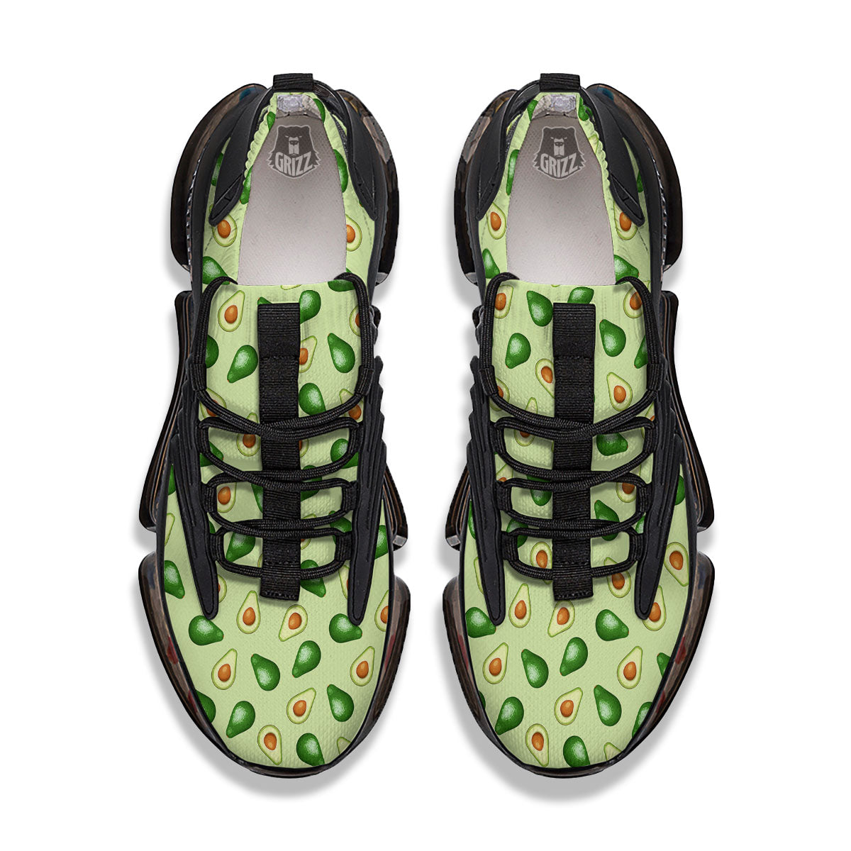 Avocado Half Cut Print Black Gym Shoes-grizzshop