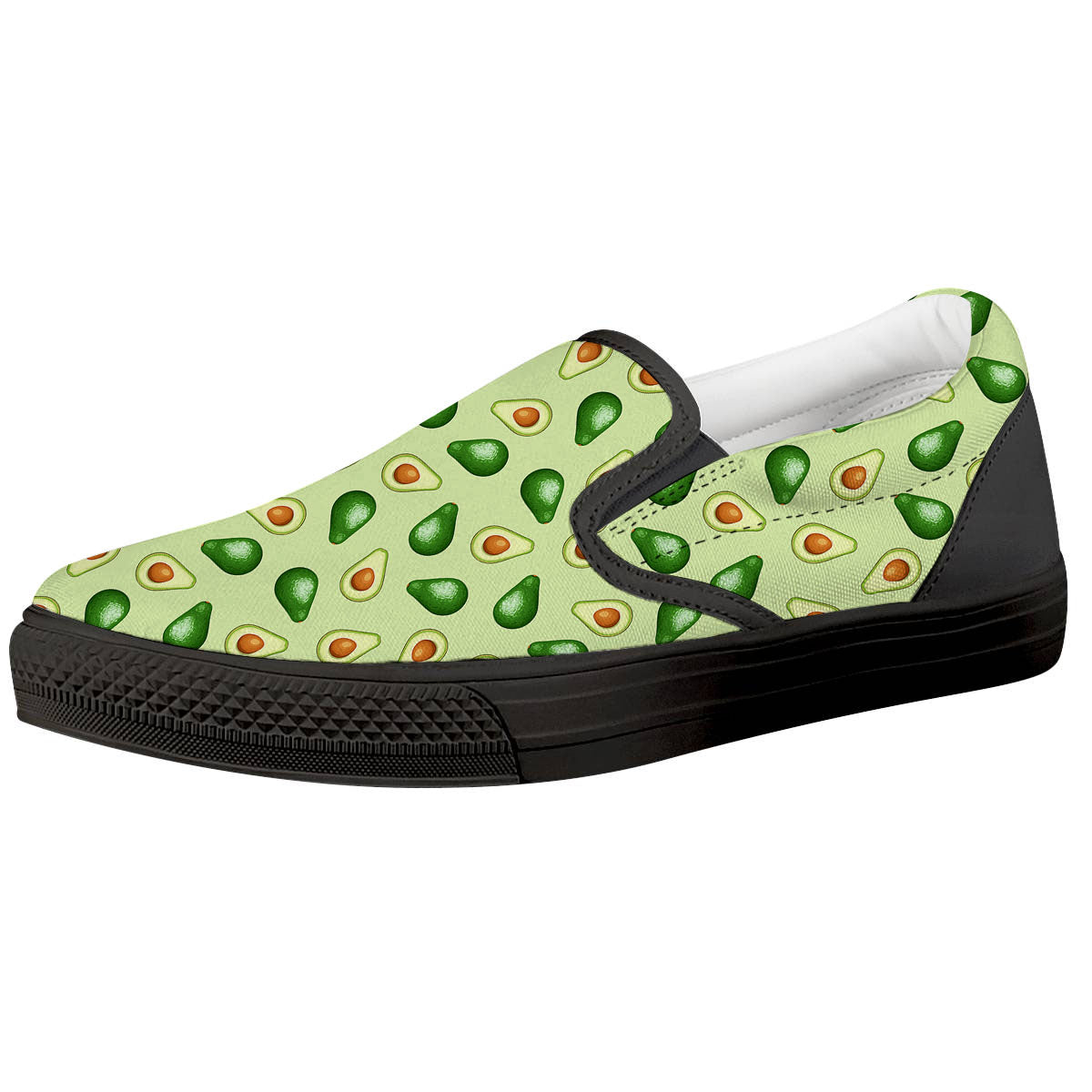 Avocado Half Cut Print Black Slip On Shoes-grizzshop
