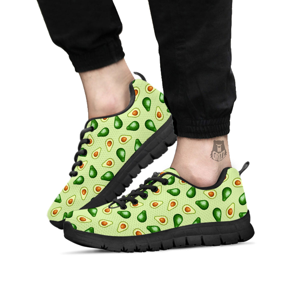 Avocado Half Cut Print Black Sneaker-grizzshop