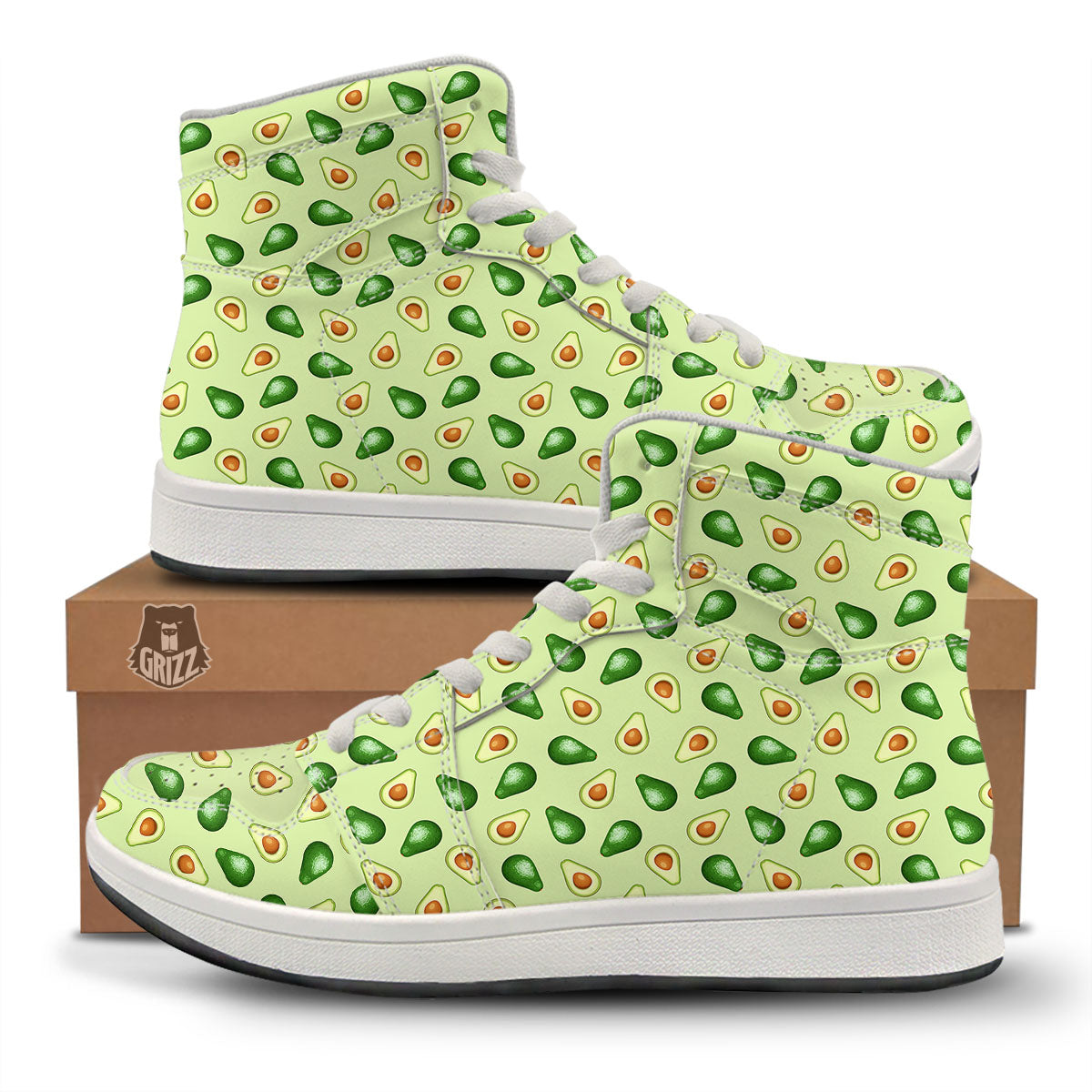 Avocado Half Cut Print High Top Sneakers-grizzshop