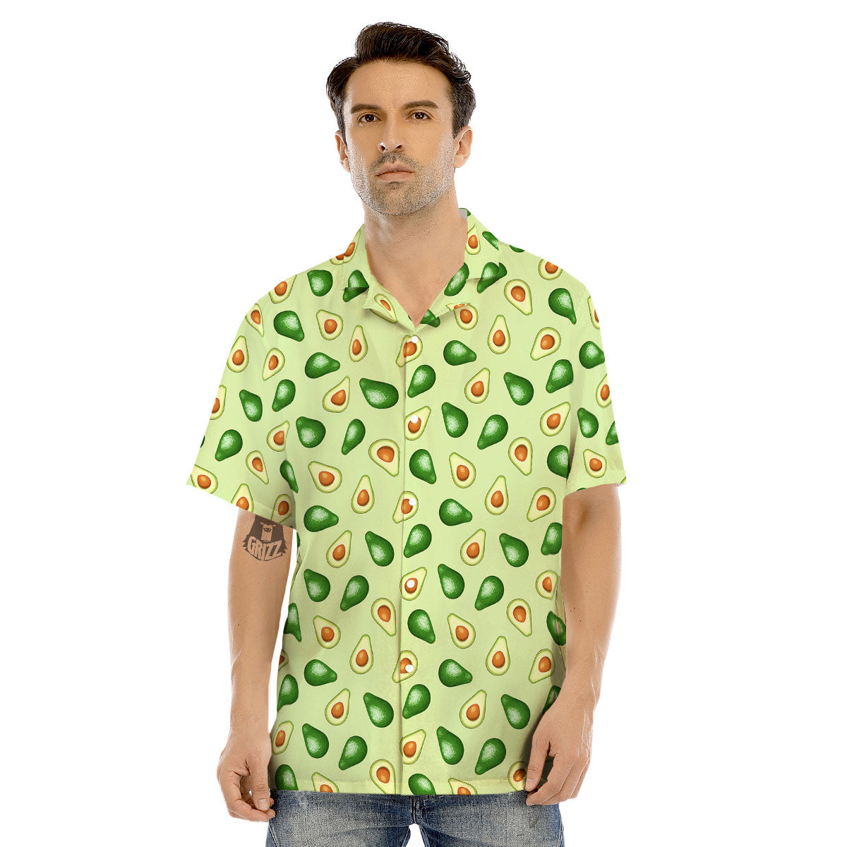 Avocado Half Cut Print Men's Hawaiian Shirt-grizzshop