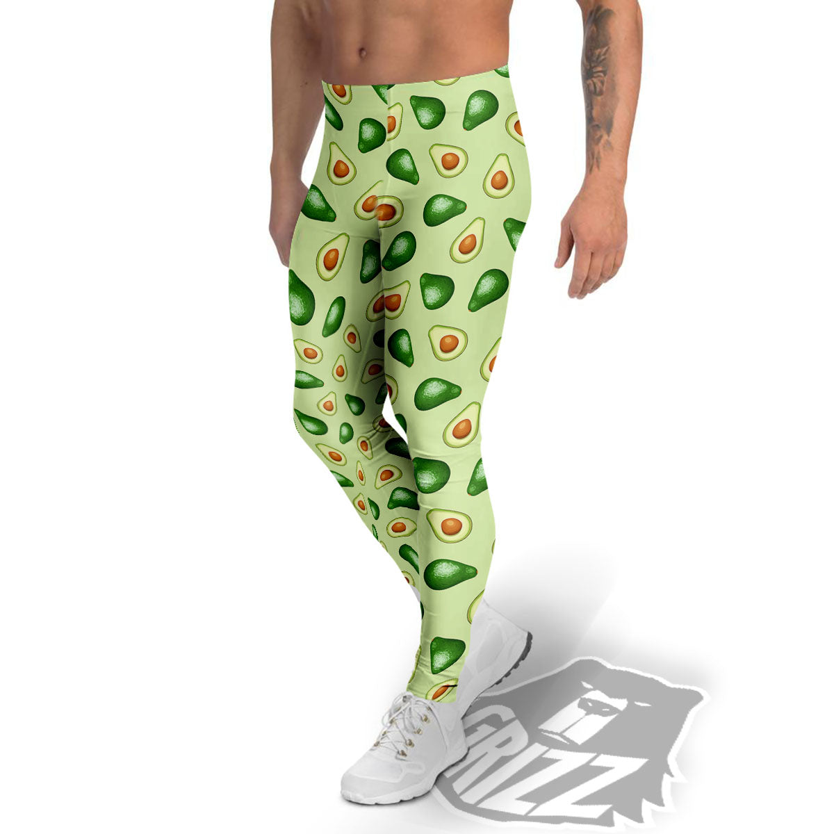 Avocado Half Cut Print Men's Leggings-grizzshop