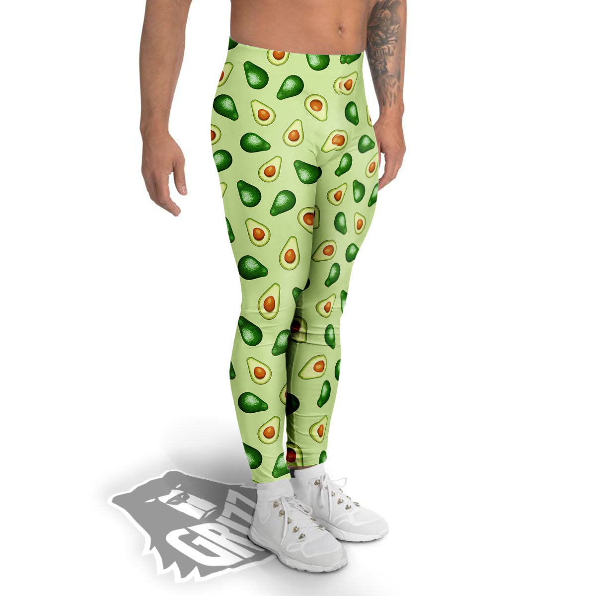 Avocado Half Cut Print Men's Leggings-grizzshop
