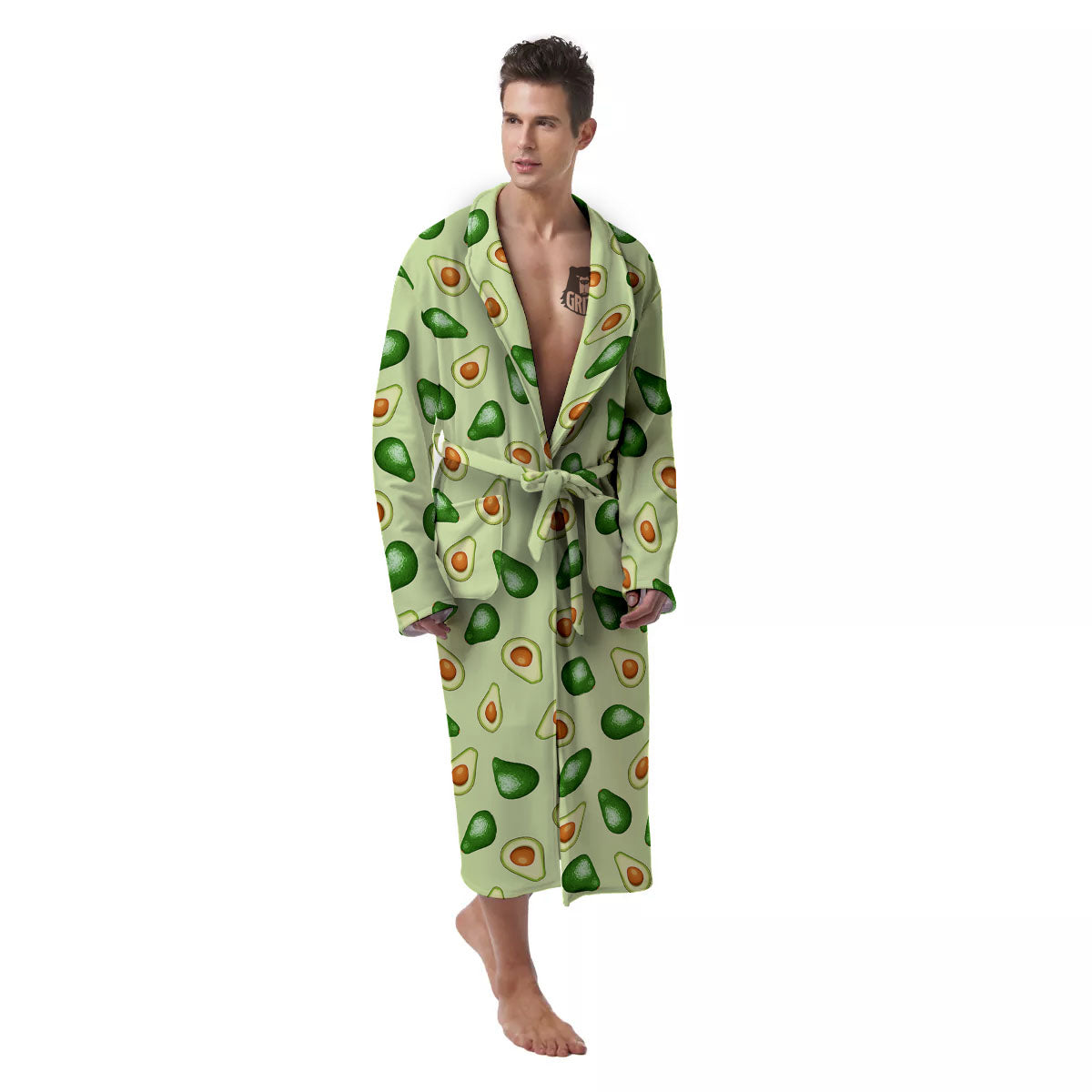 Avocado Half Cut Print Men's Robe-grizzshop