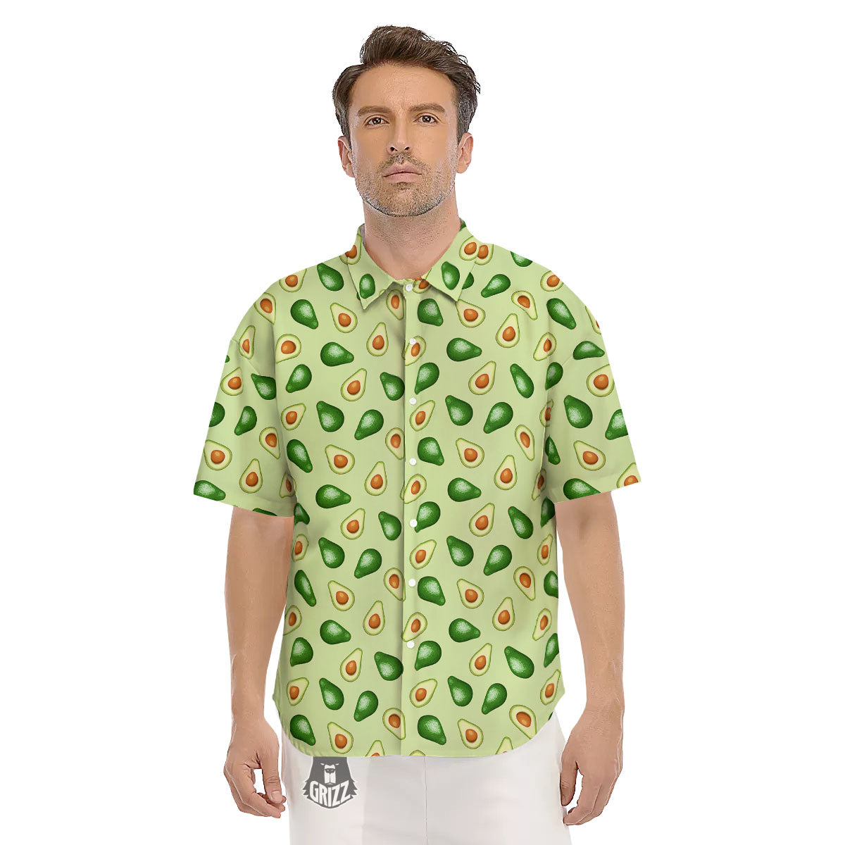 Avocado Half Cut Print Men's Short Sleeve Shirts-grizzshop