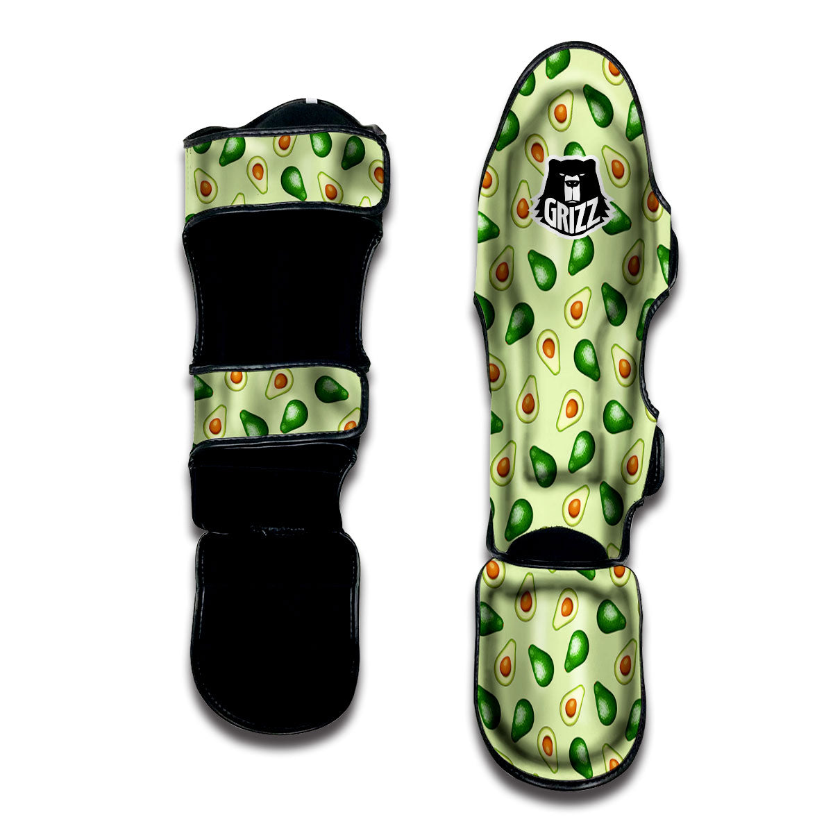 Avocado Half Cut Print Muay Thai Shin Guards-grizzshop