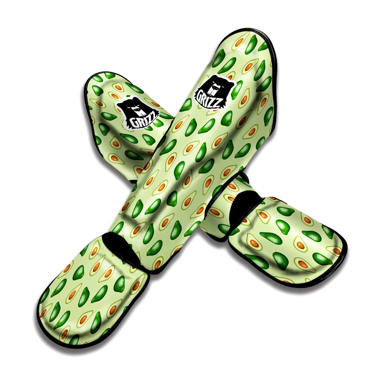 Avocado Half Cut Print Muay Thai Shin Guards-grizzshop