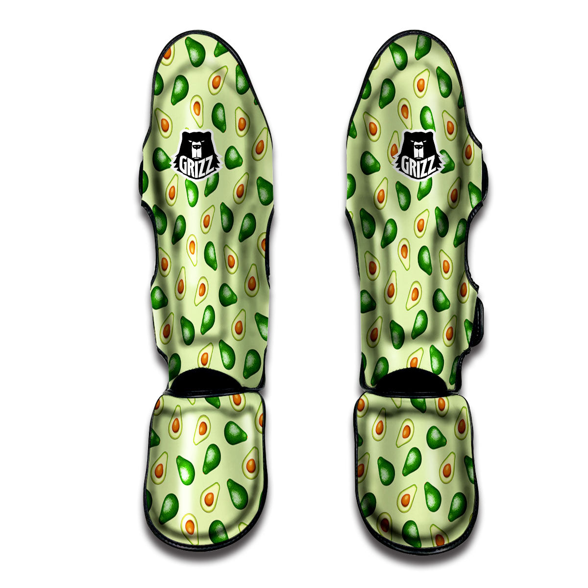 Avocado Half Cut Print Muay Thai Shin Guards-grizzshop