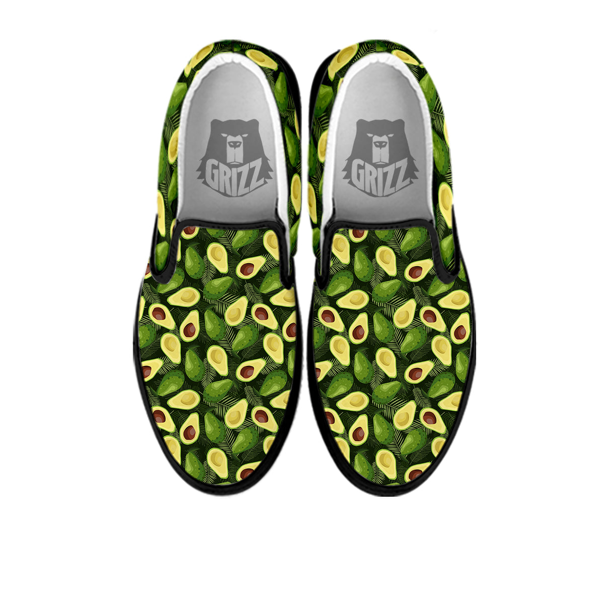 Avocado Half Cut Print Pattern Black Slip On Shoes-grizzshop