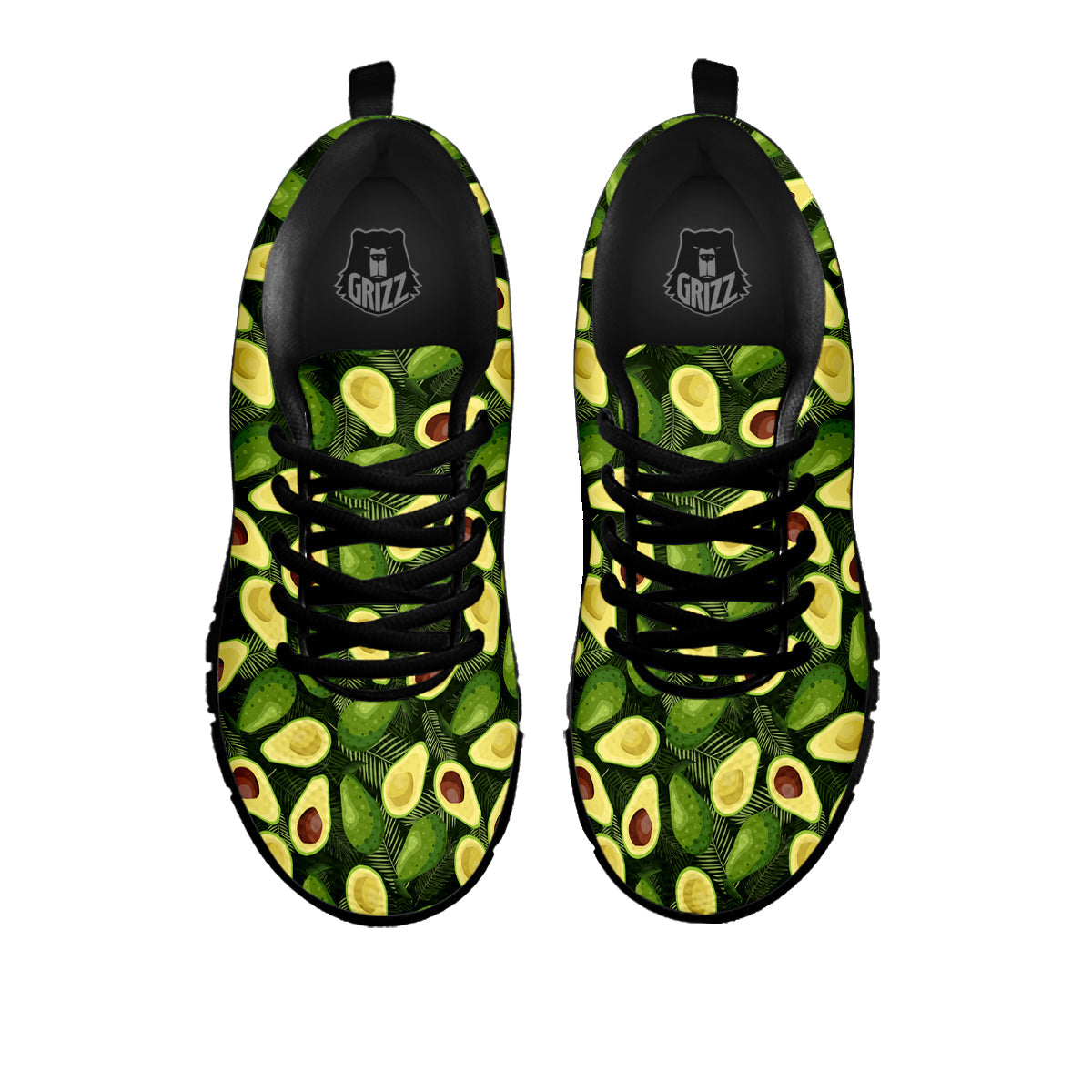 Avocado Half Cut Print Pattern Black Sneaker-grizzshop