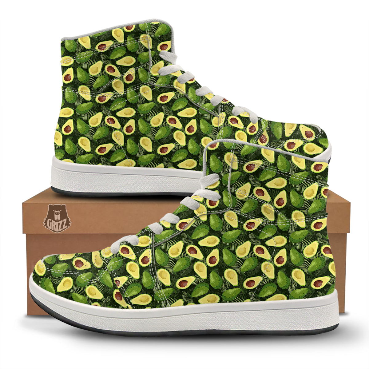 Avocado Half Cut Print Pattern High Top Sneakers-grizzshop