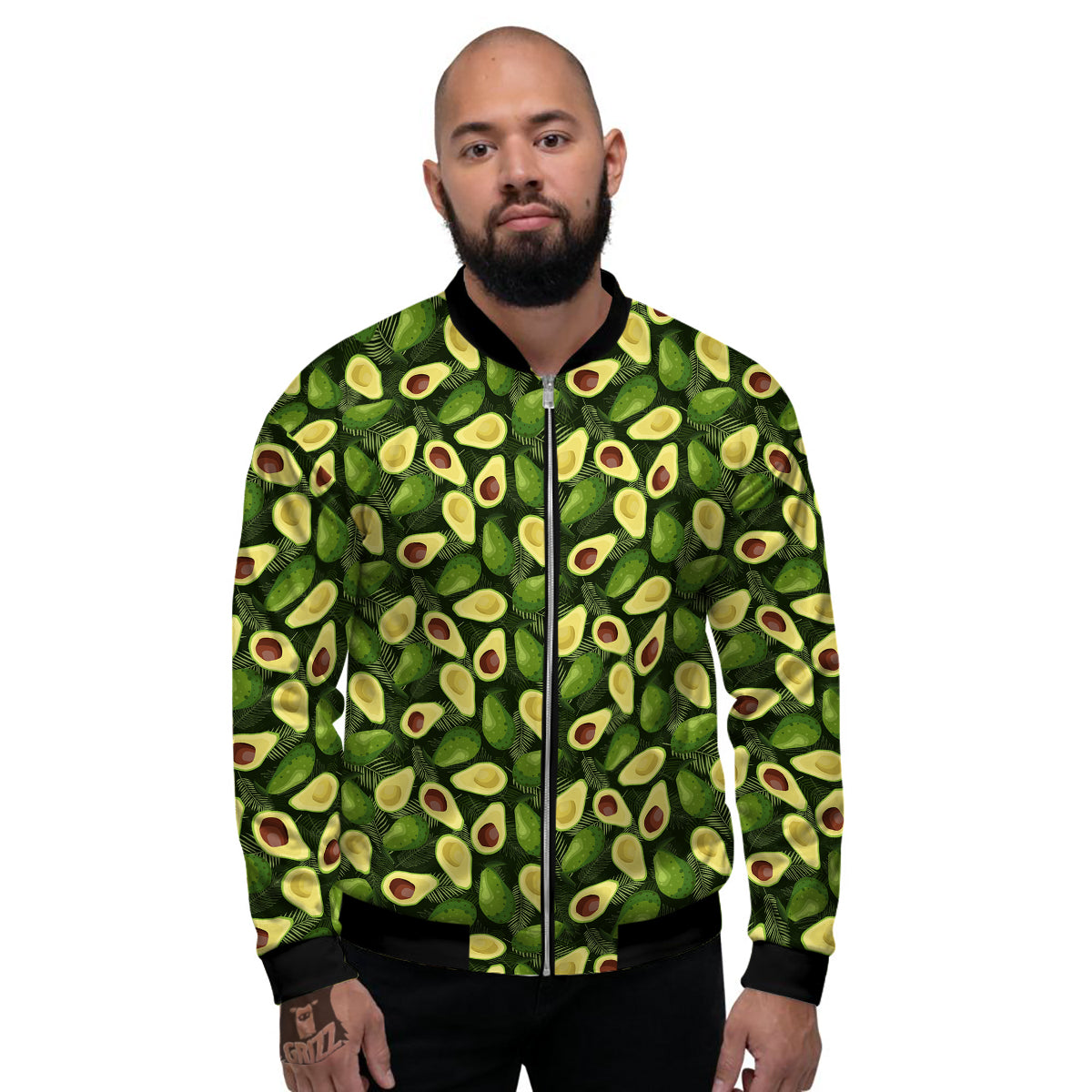Avocado Half Cut Print Pattern Men's Bomber Jacket-grizzshop