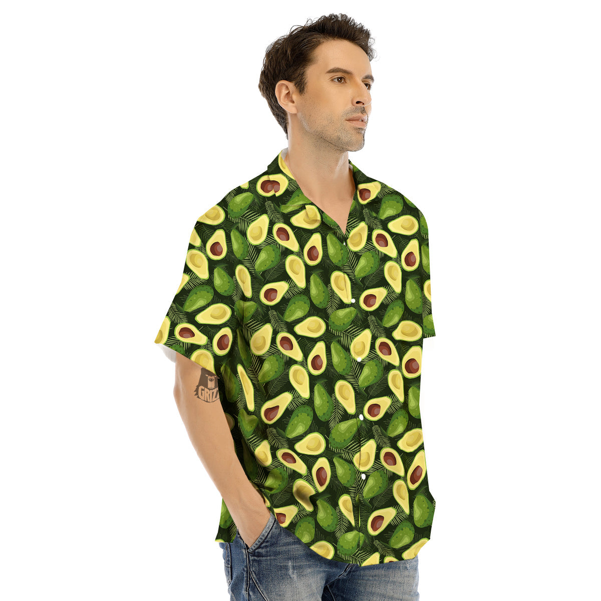 Avocado Half Cut Print Pattern Men's Hawaiian Shirt-grizzshop