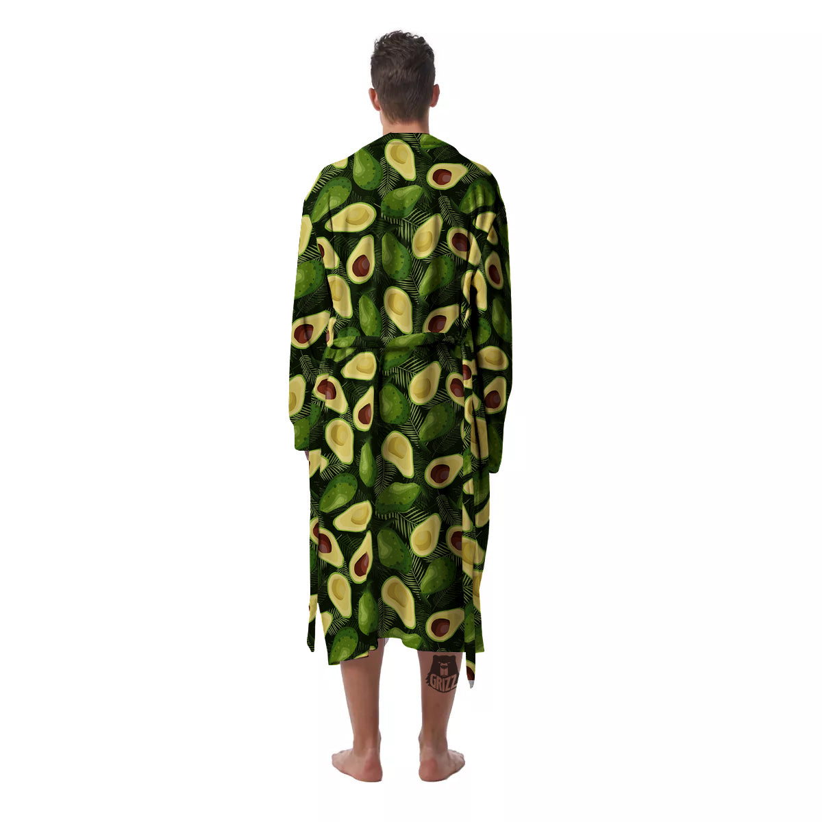 Avocado Half Cut Print Pattern Men's Robe-grizzshop