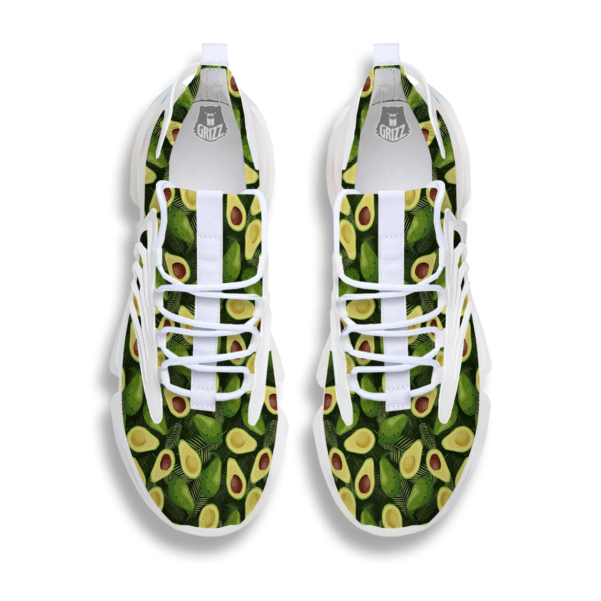 Avocado Half Cut Print Pattern White Gym Shoes-grizzshop