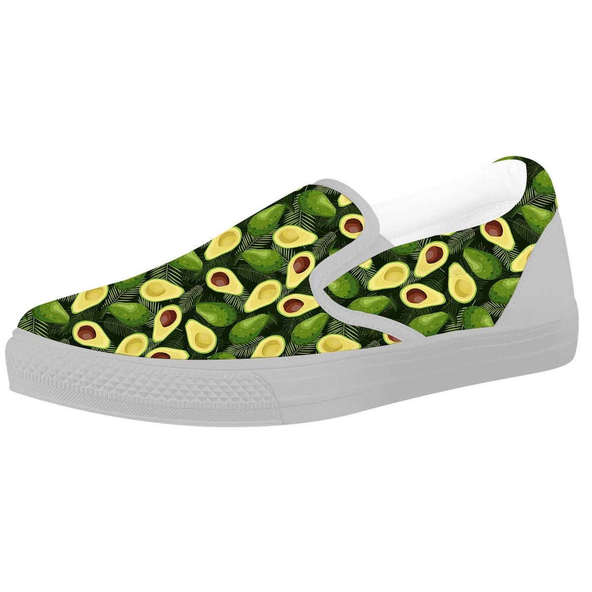 Avocado Half Cut Print Pattern White Slip On Shoes-grizzshop