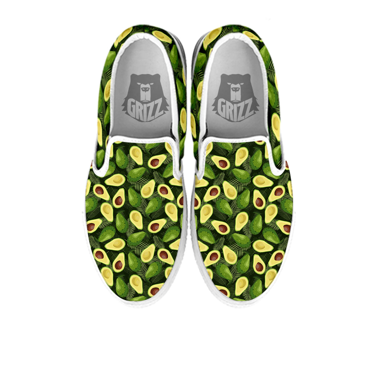 Avocado Half Cut Print Pattern White Slip On Shoes-grizzshop