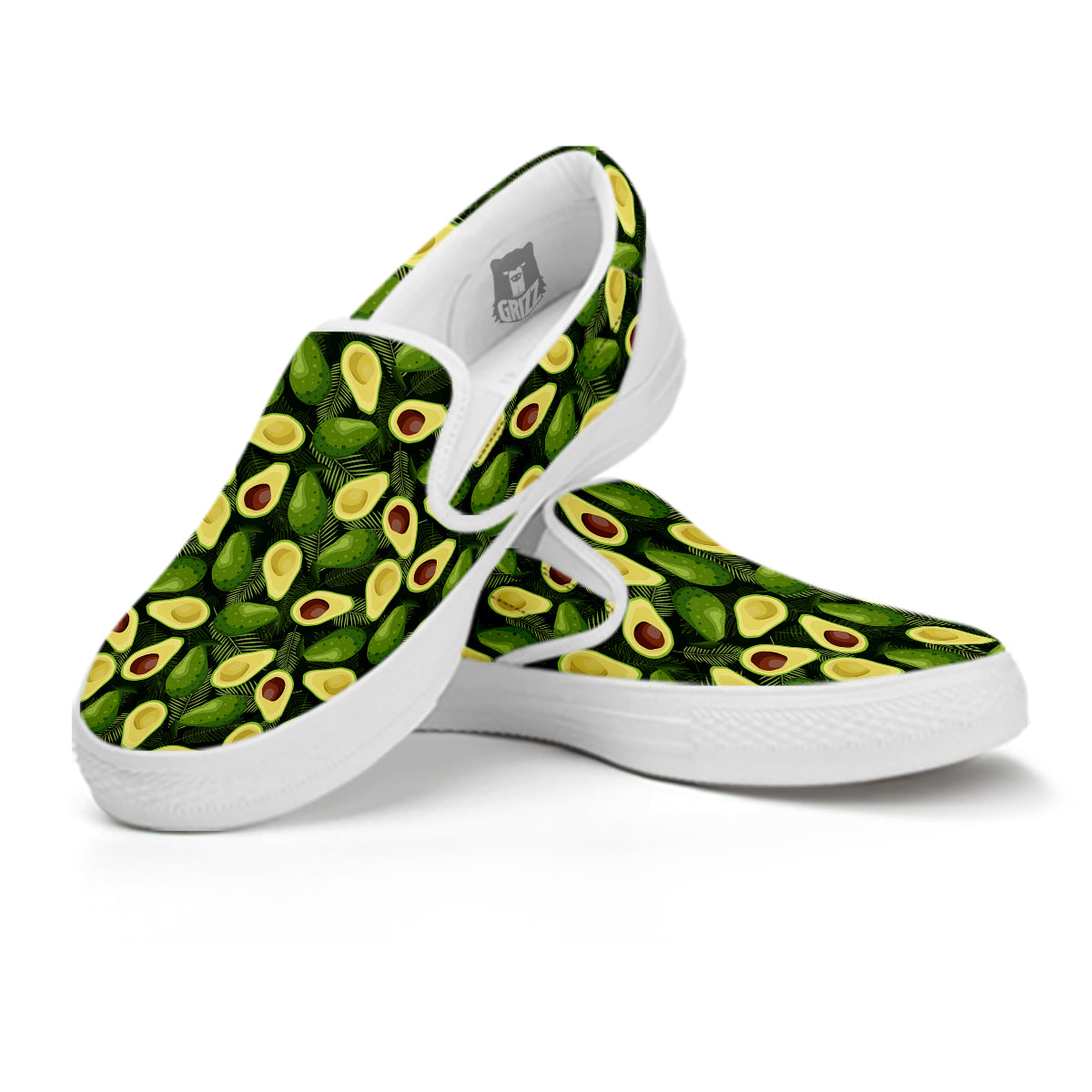 Avocado Half Cut Print Pattern White Slip On Shoes-grizzshop