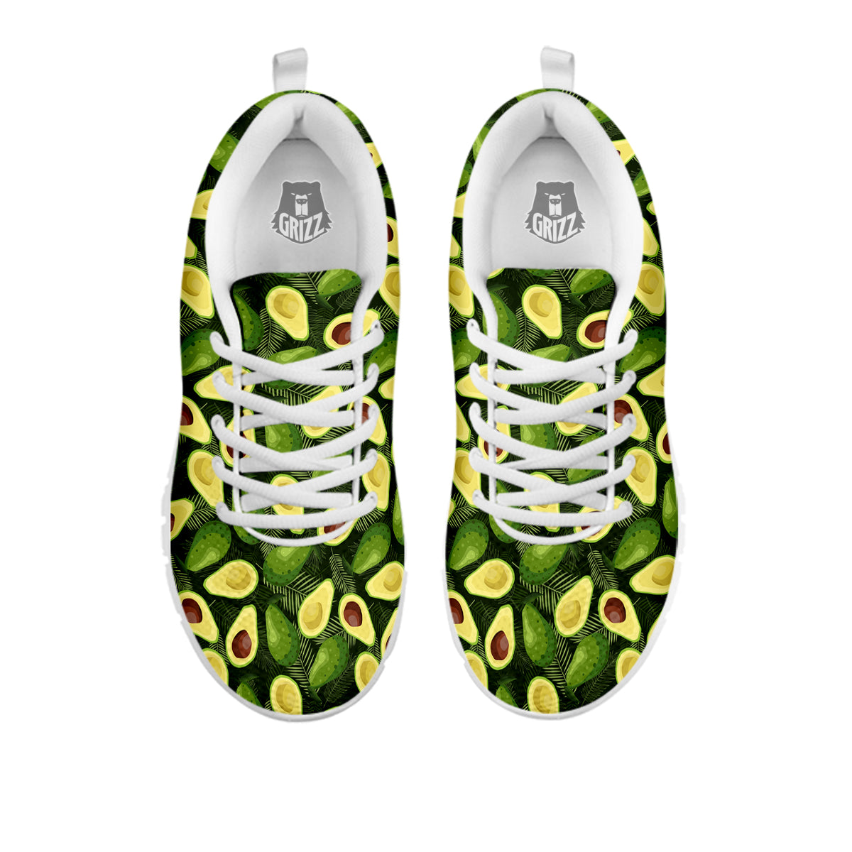 Avocado Half Cut Print Pattern White Sneaker-grizzshop