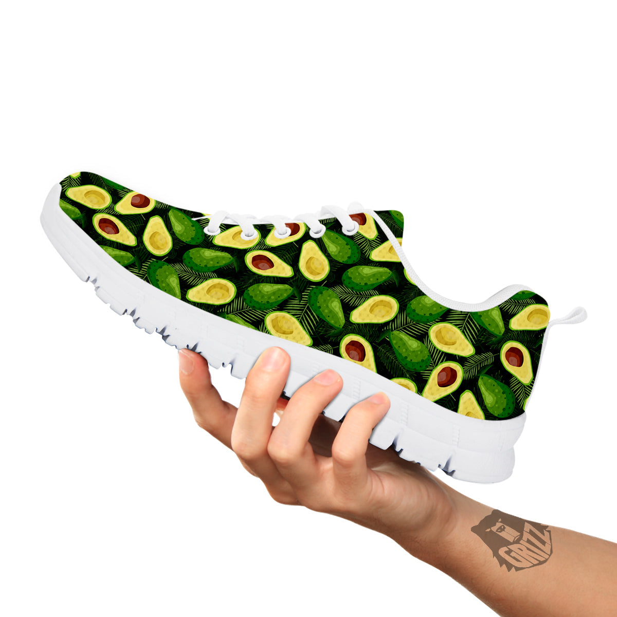 Avocado Half Cut Print Pattern White Sneaker-grizzshop