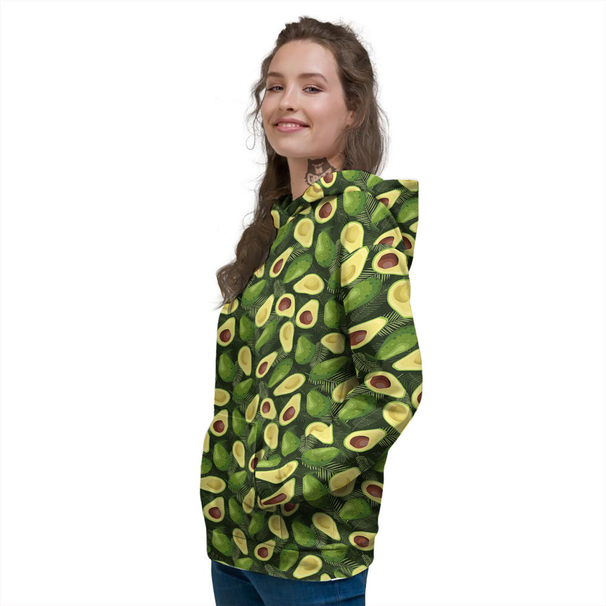 Avocado Half Cut Print Pattern Women's Hoodie-grizzshop