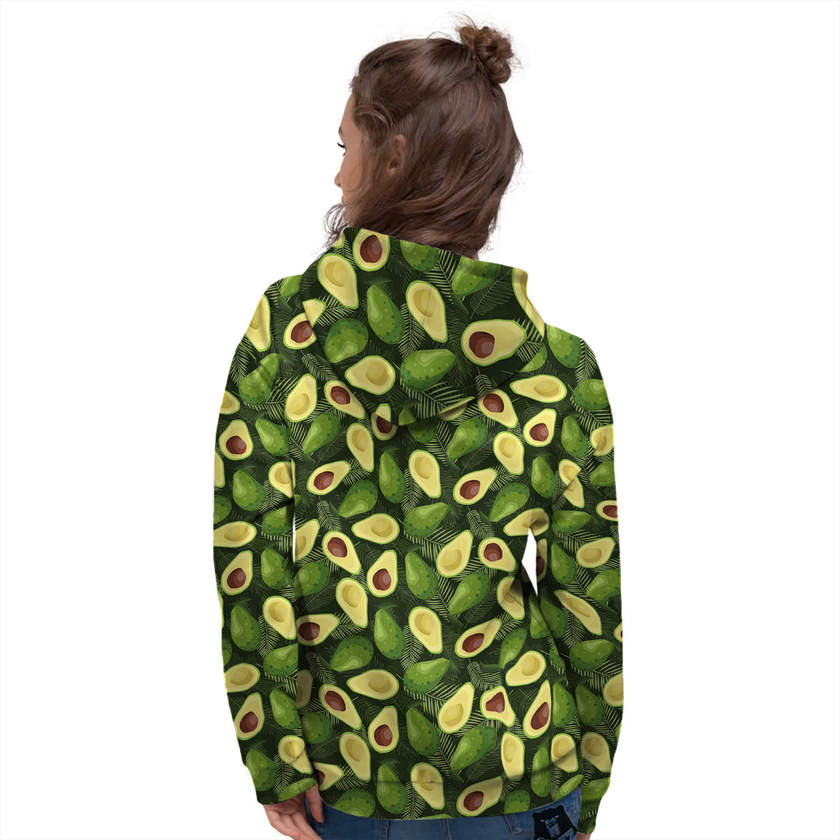 Avocado Half Cut Print Pattern Women's Hoodie-grizzshop
