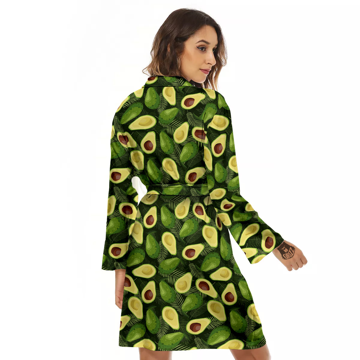Avocado Half Cut Print Pattern Women's Robe-grizzshop