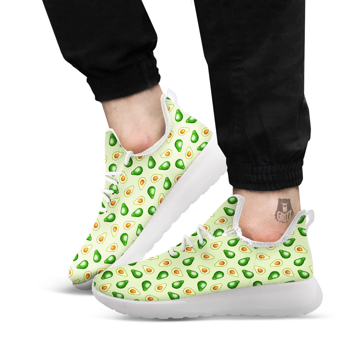 Avocado Half Cut Print White Athletic Shoes-grizzshop