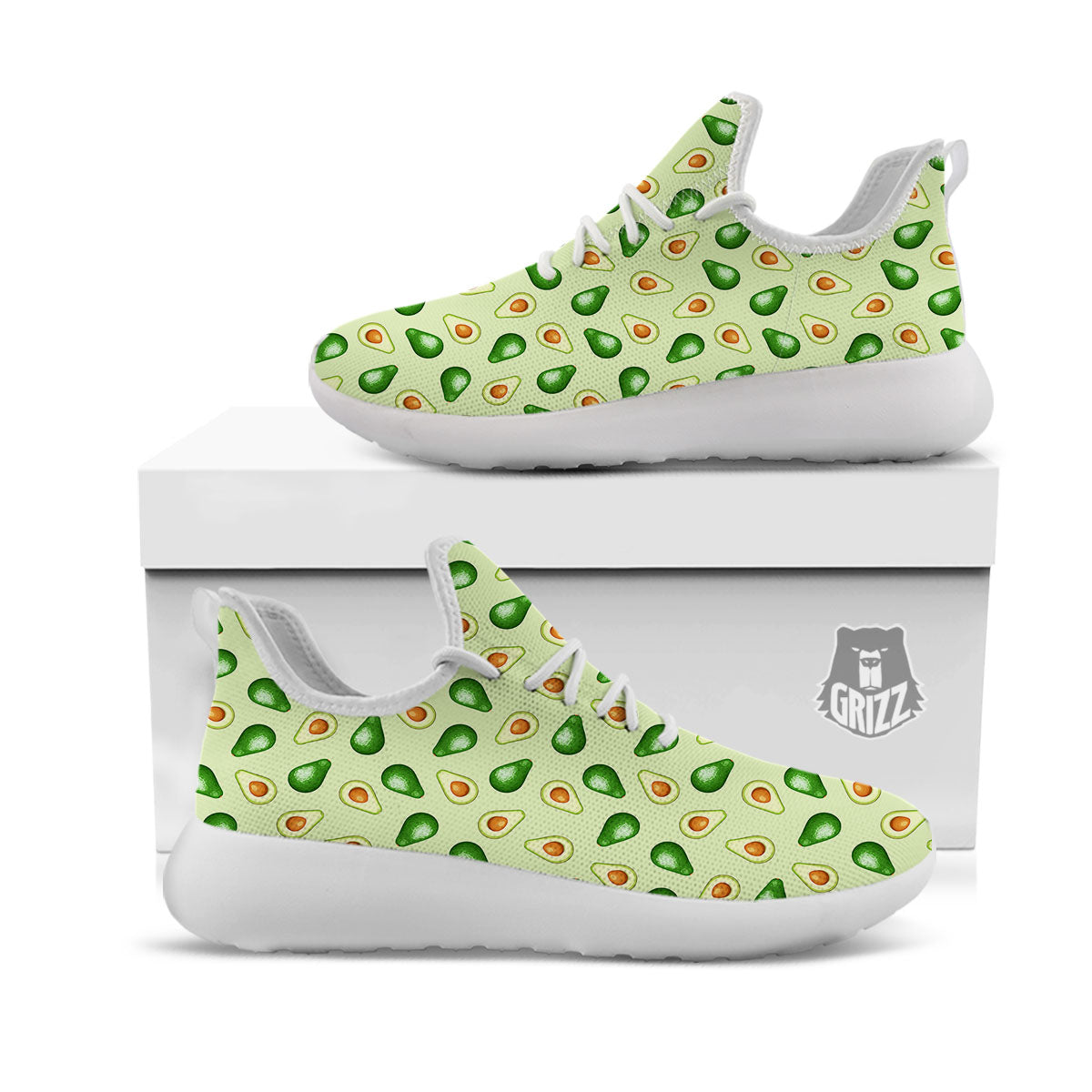Avocado Half Cut Print White Athletic Shoes-grizzshop