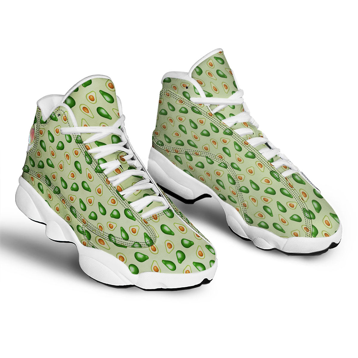 Avocado Half Cut Print White Basketball Shoes-grizzshop