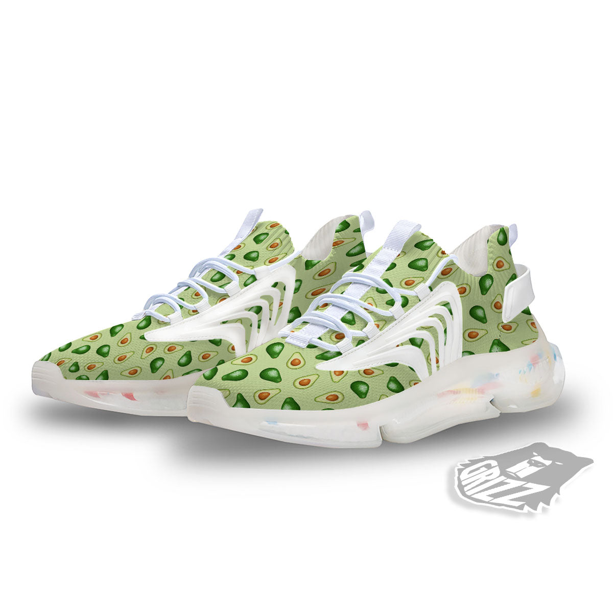 Avocado Half Cut Print White Gym Shoes-grizzshop