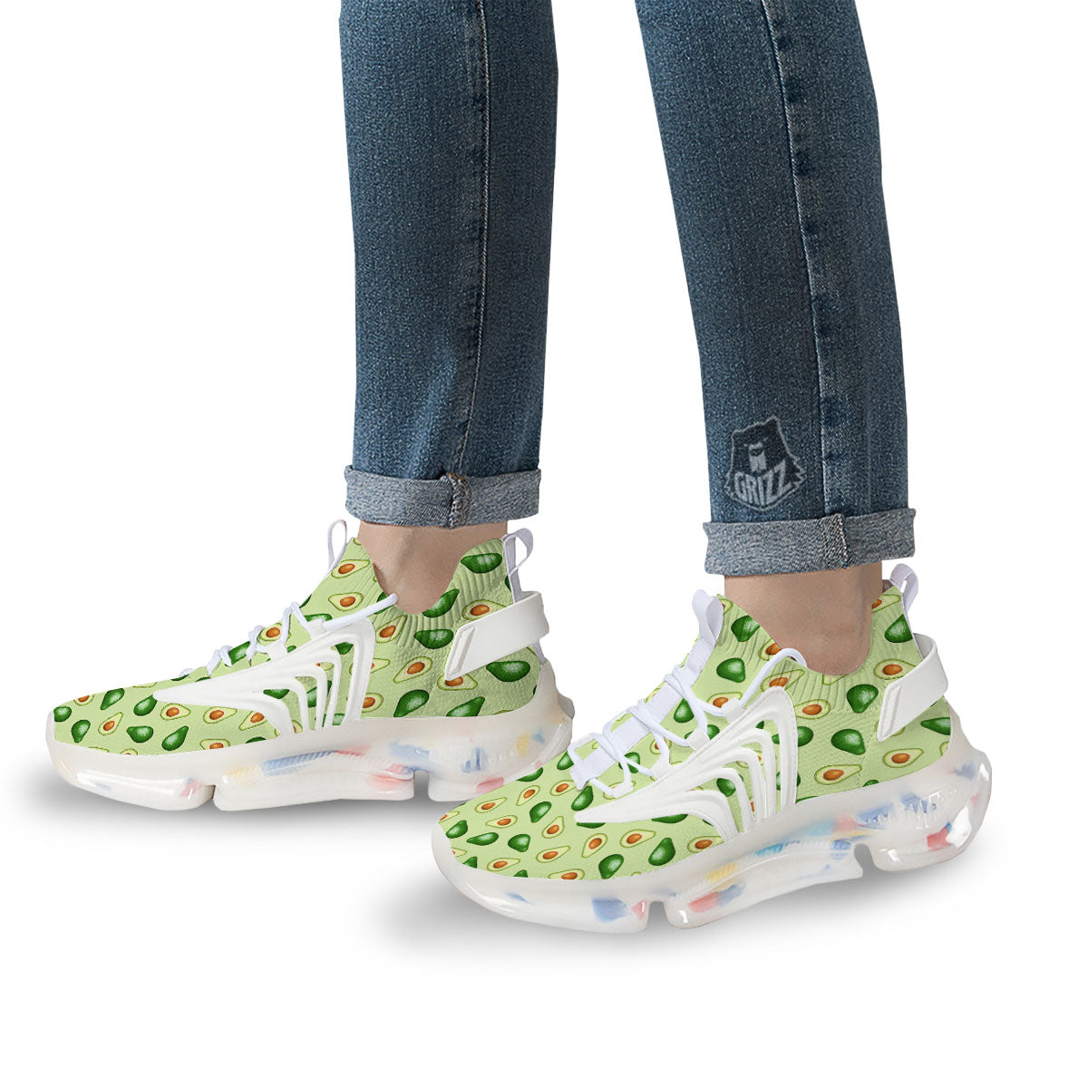Avocado Half Cut Print White Gym Shoes-grizzshop