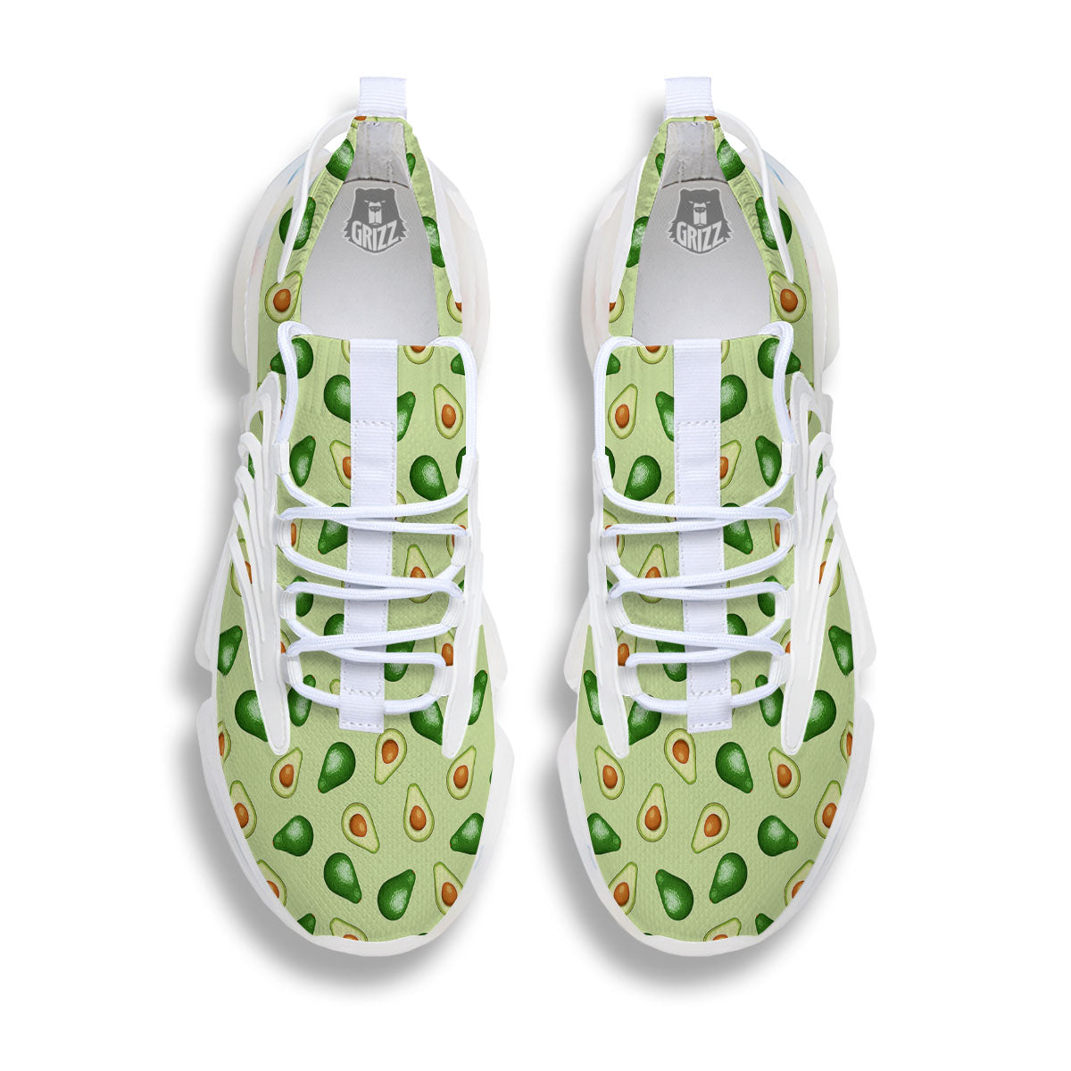 Avocado Half Cut Print White Gym Shoes-grizzshop