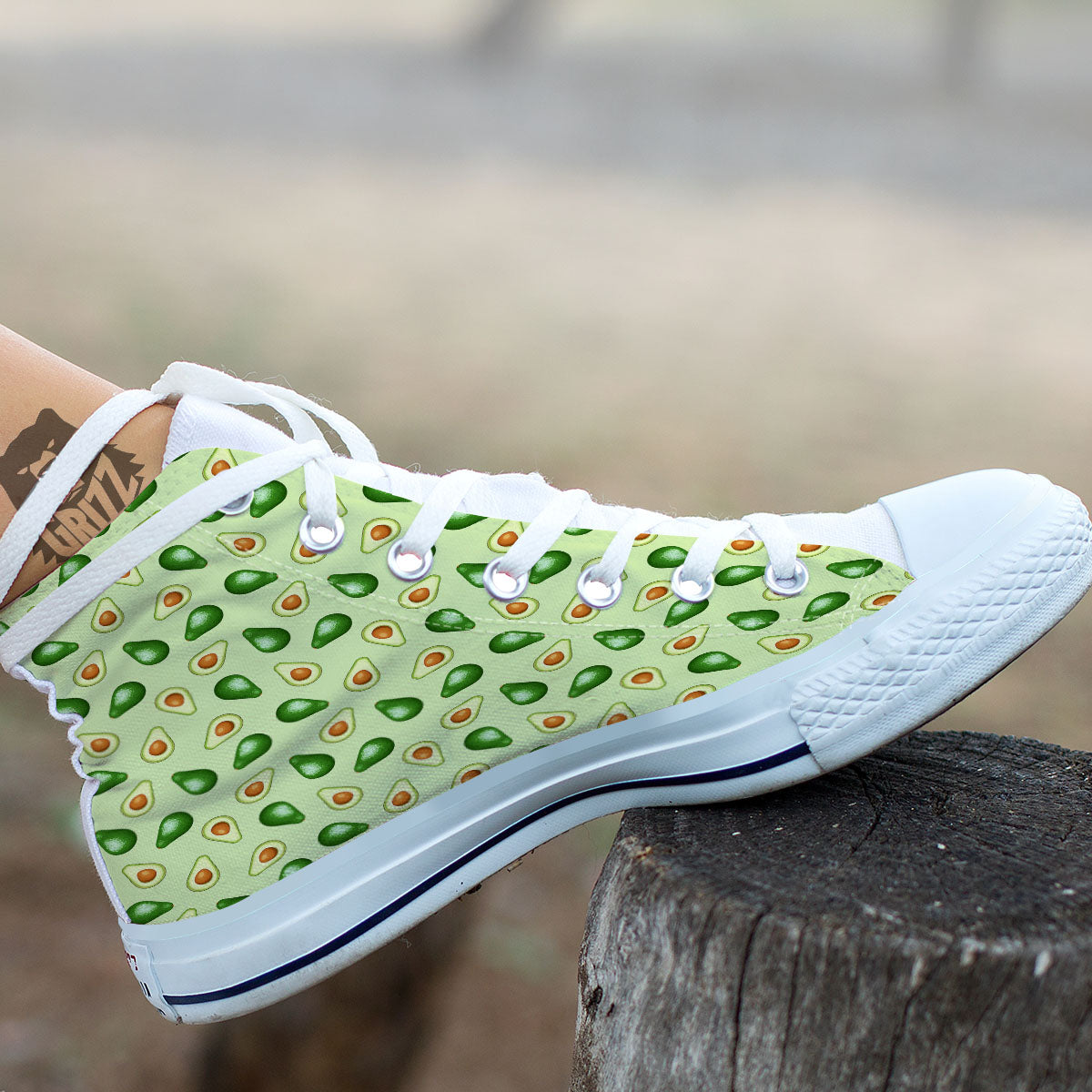 Avocado Half Cut Print White High Top Shoes-grizzshop