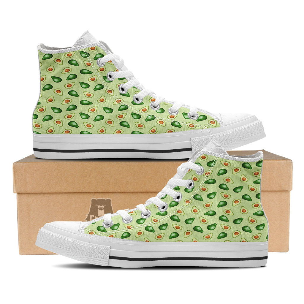 Avocado Half Cut Print White High Top Shoes-grizzshop