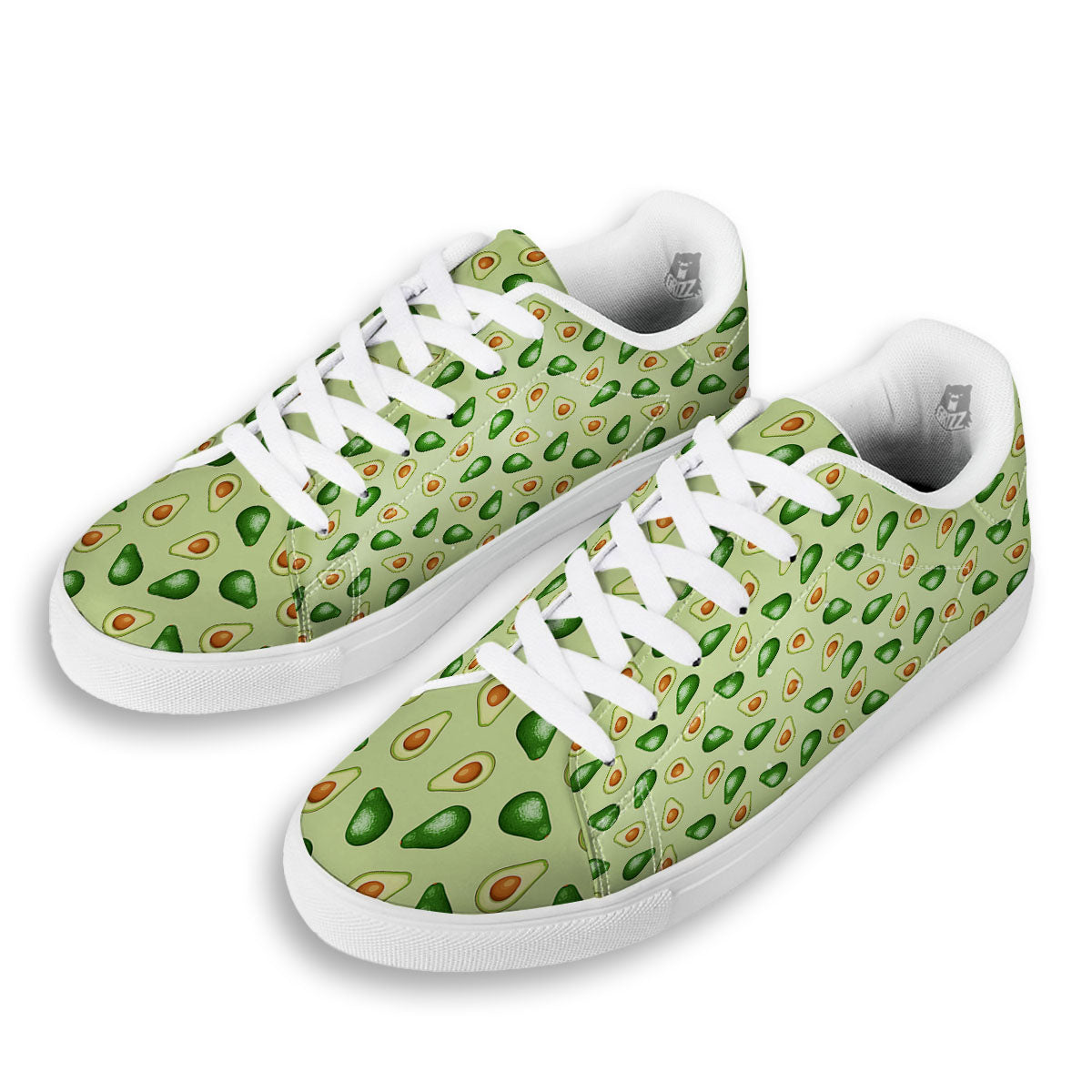 Avocado Half Cut Print White Low Top Sneakers-grizzshop