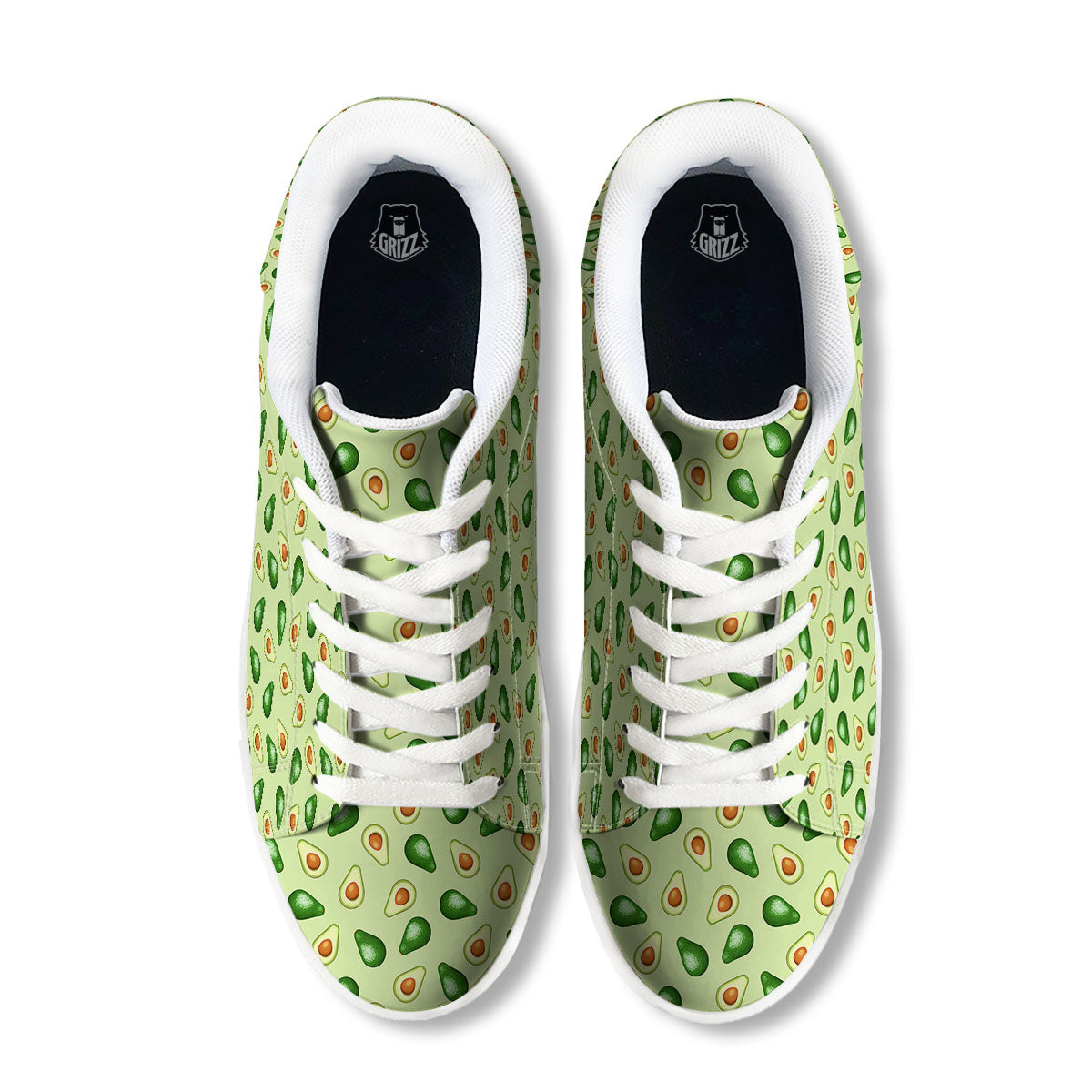 Avocado Half Cut Print White Low Top Sneakers-grizzshop
