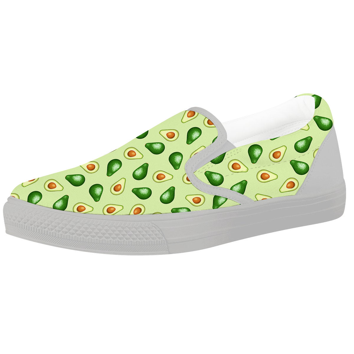 Avocado Half Cut Print White Slip On Shoes-grizzshop