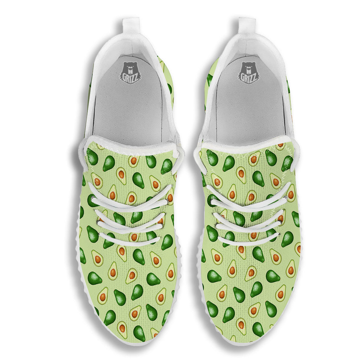 Avocado Half Cut Print White Walking Shoes-grizzshop