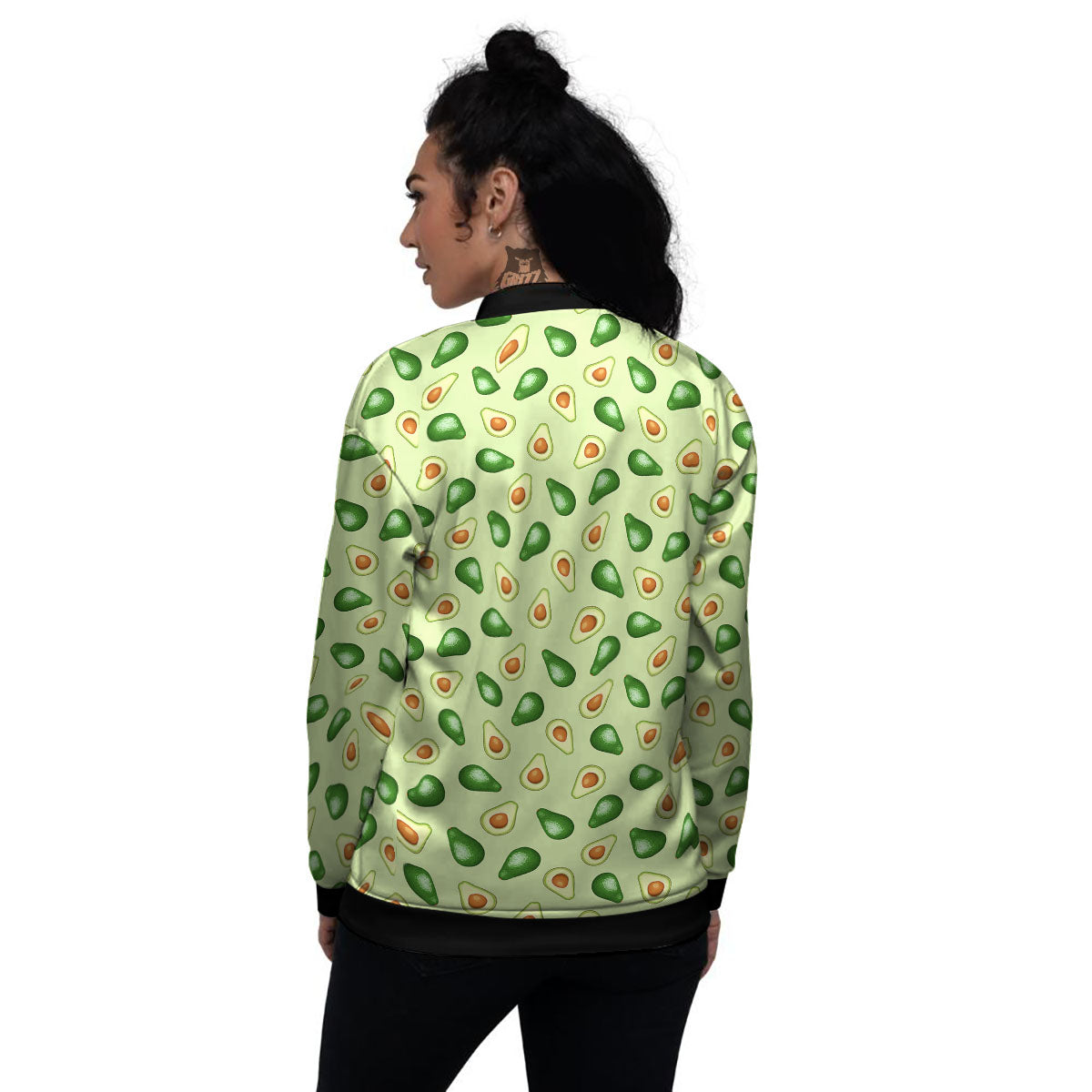 Avocado Half Cut Print Women's Bomber Jacket-grizzshop